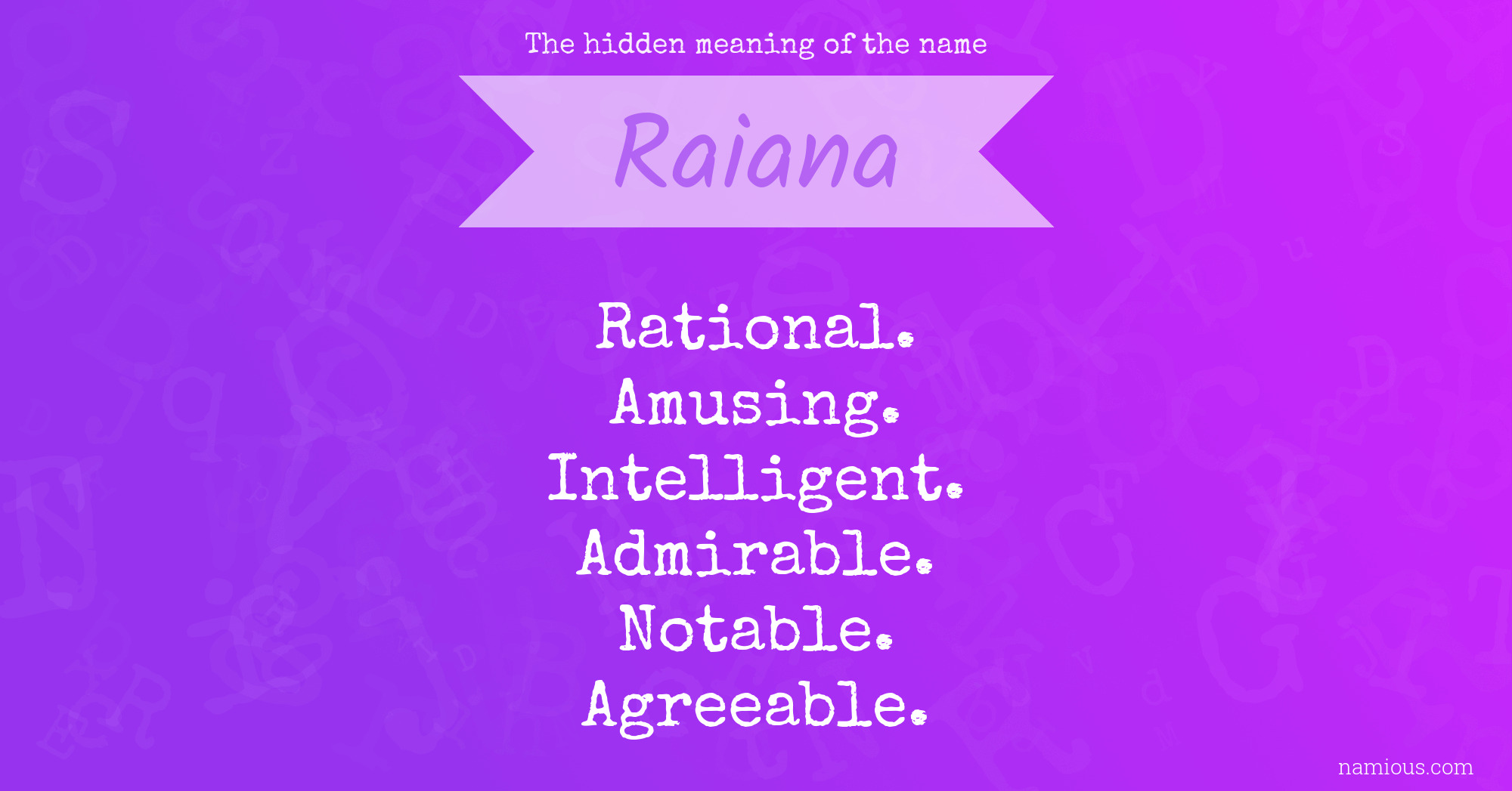 The hidden meaning of the name Raiana