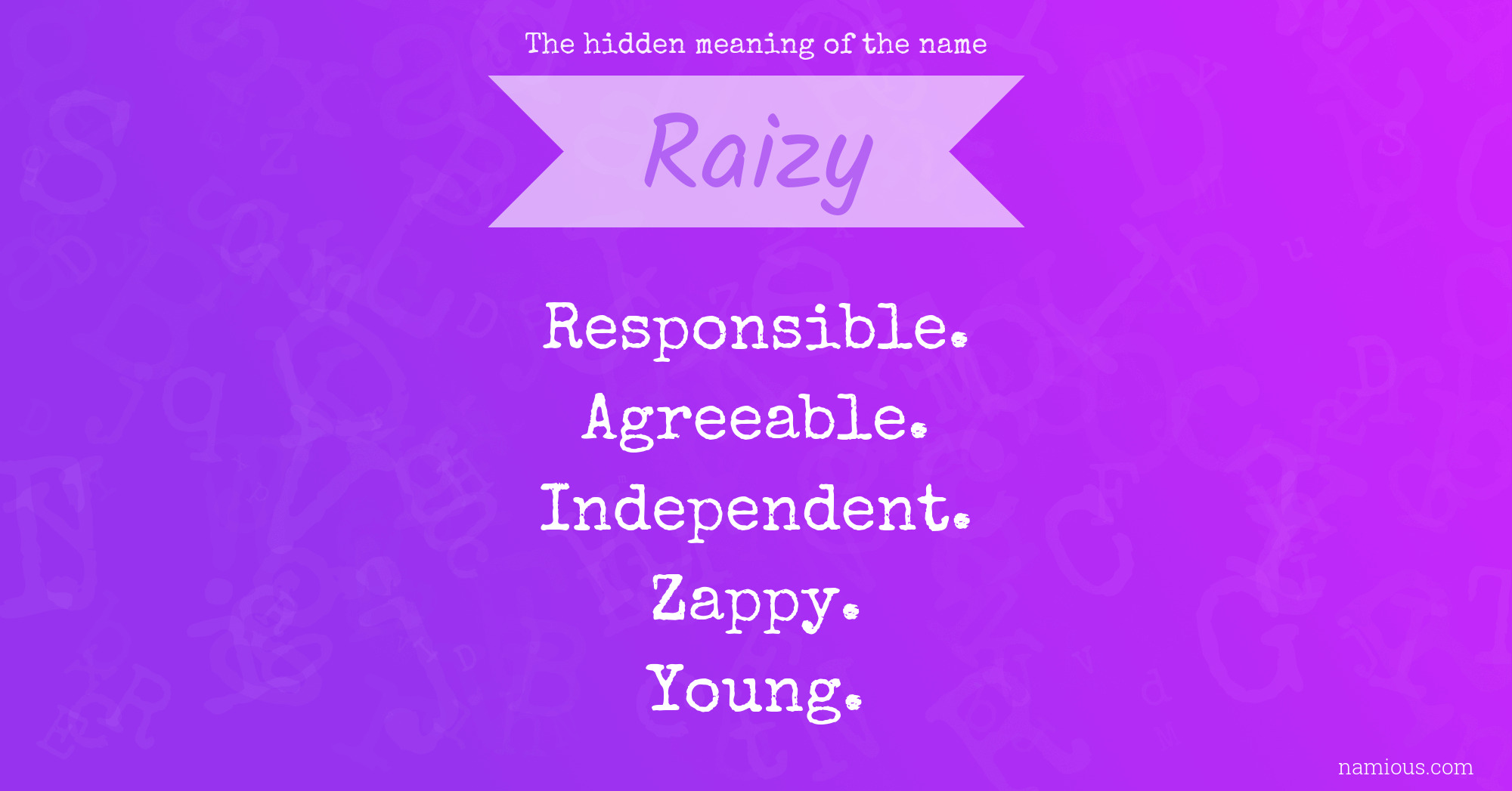 The hidden meaning of the name Raizy