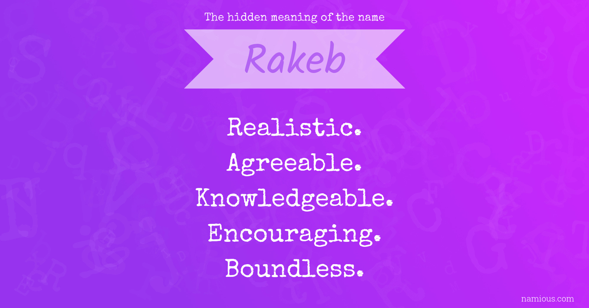 The hidden meaning of the name Rakeb