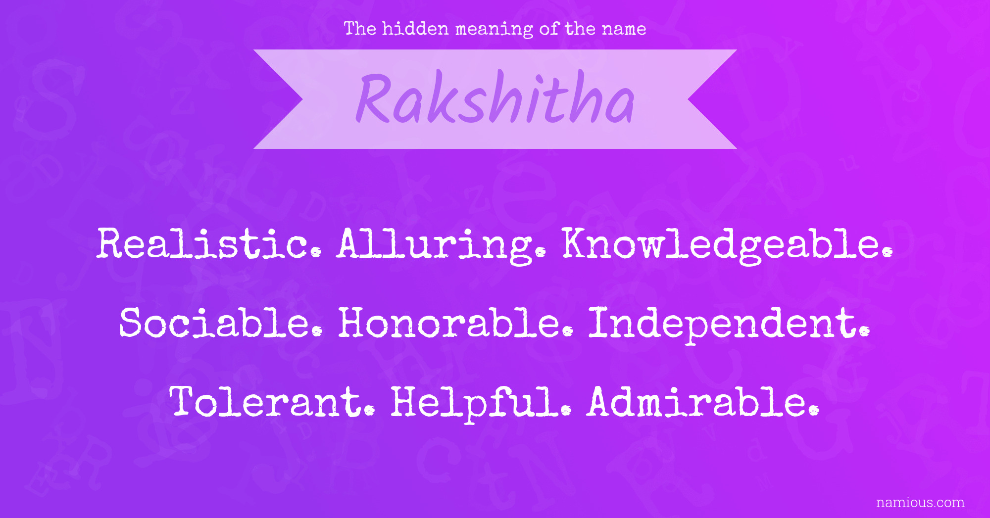 The hidden meaning of the name Rakshitha