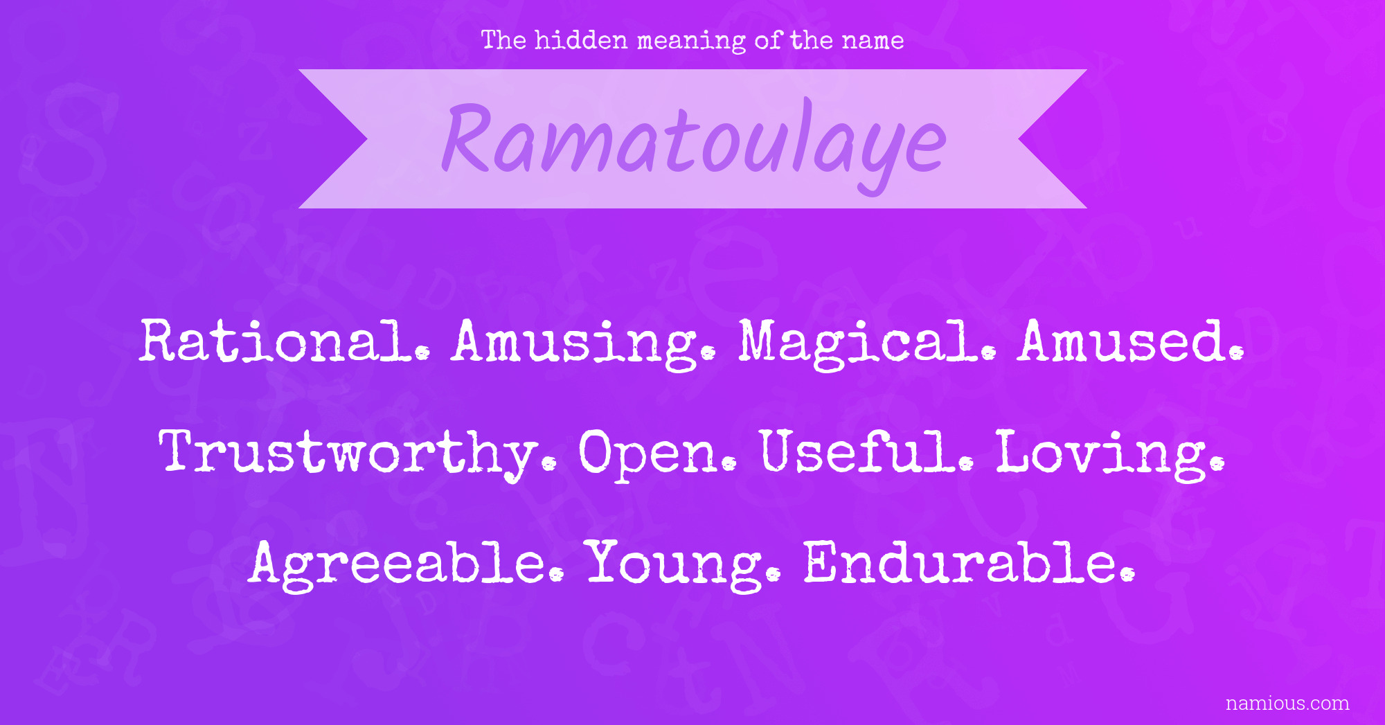 The hidden meaning of the name Ramatoulaye