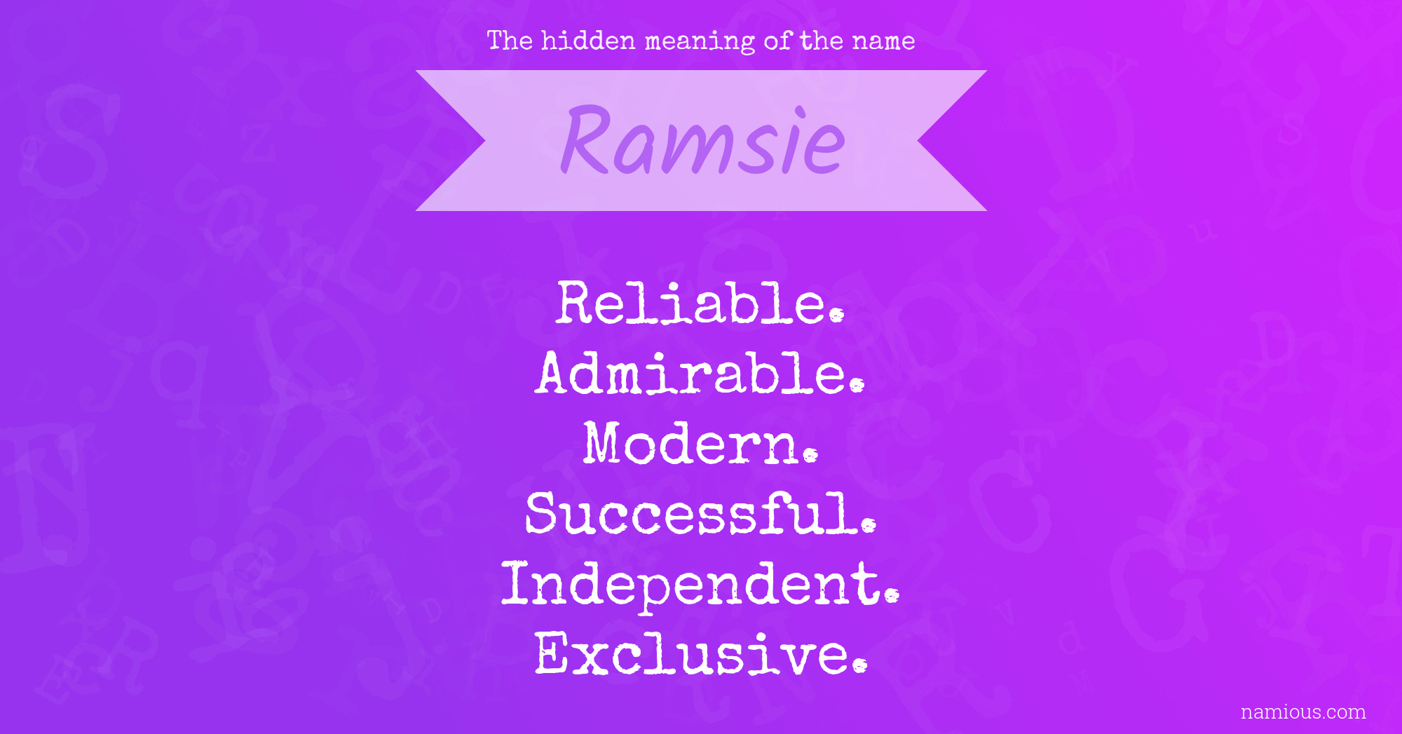 The hidden meaning of the name Ramsie