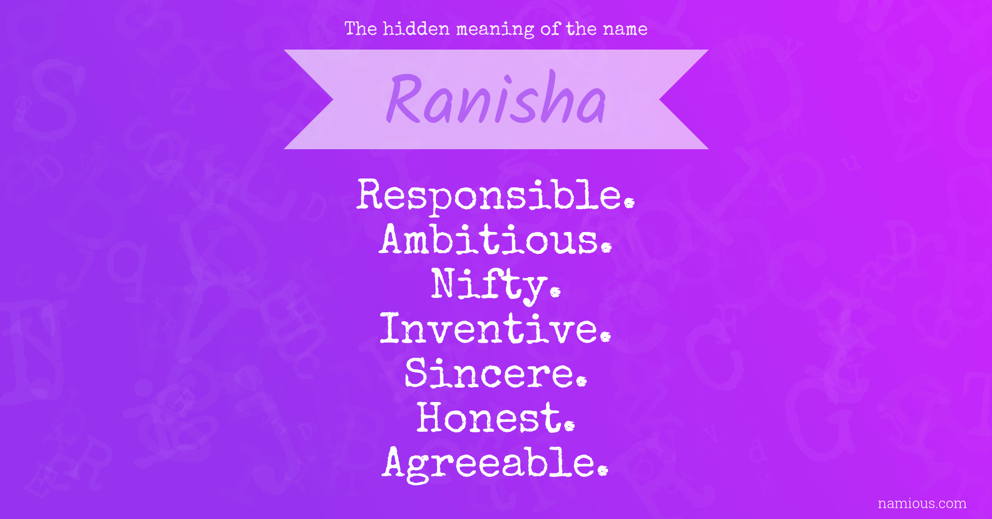 The hidden meaning of the name Ranisha