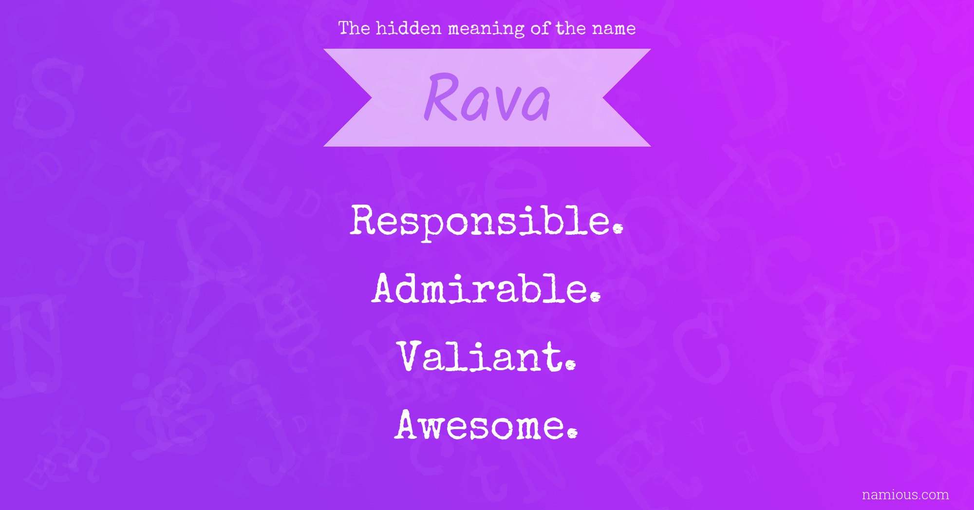 The hidden meaning of the name Rava