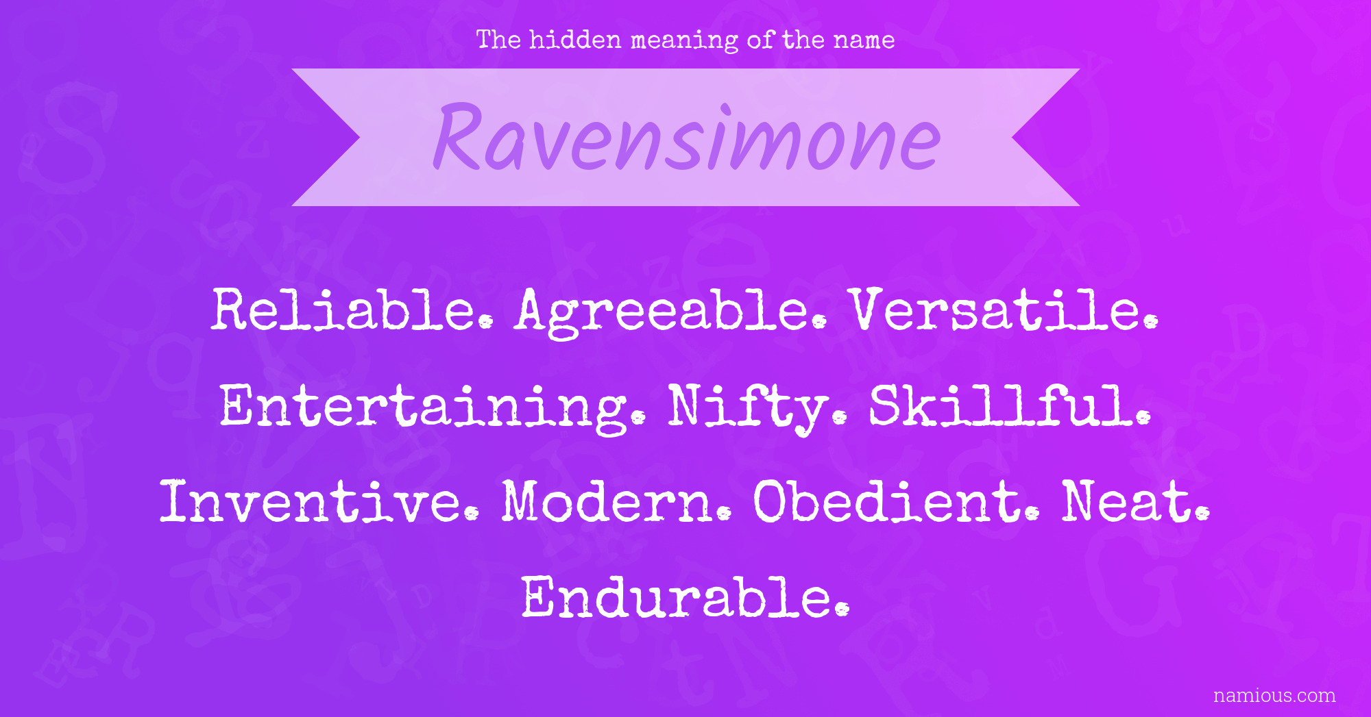 The hidden meaning of the name Ravensimone