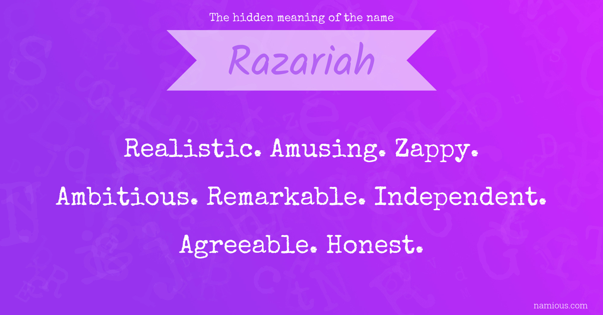 The hidden meaning of the name Razariah