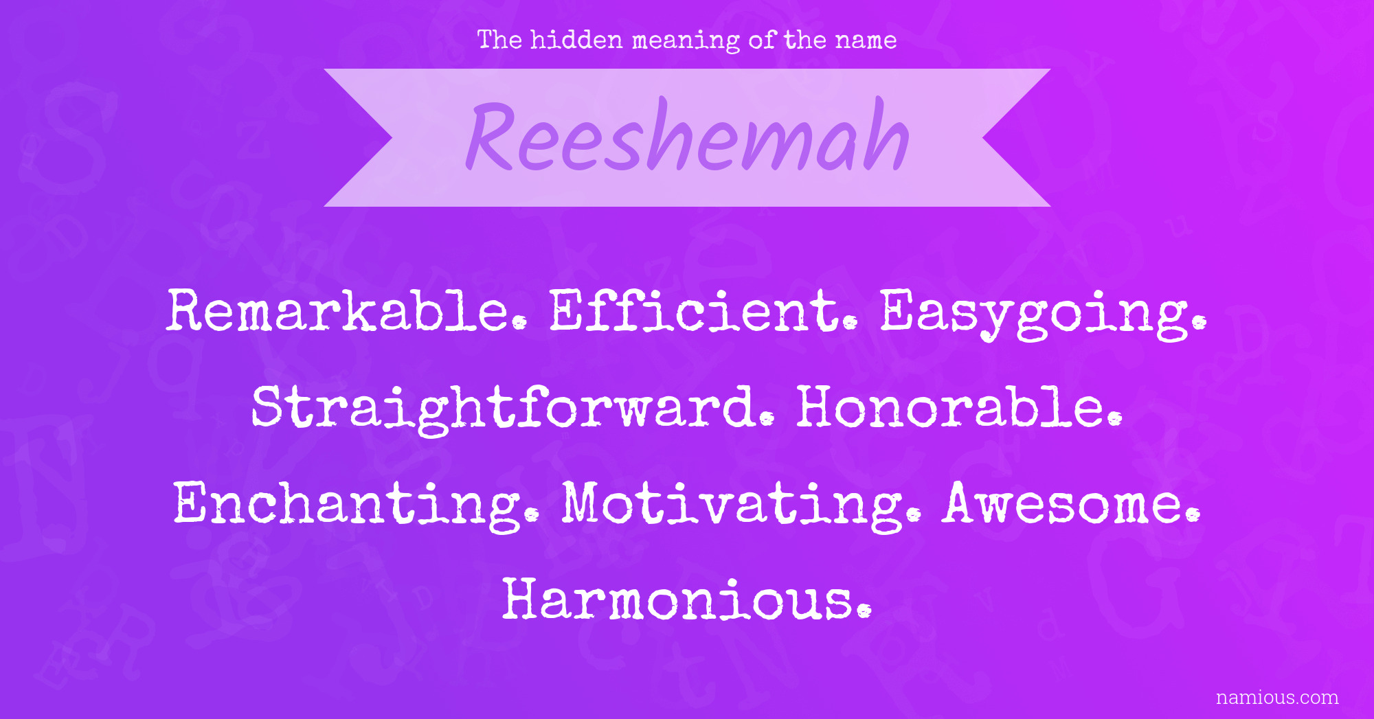 The hidden meaning of the name Reeshemah