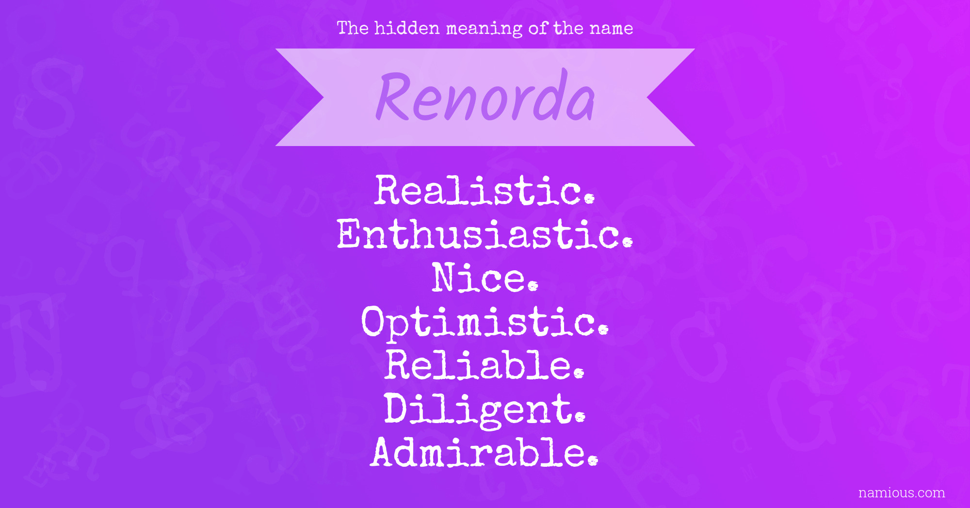 The hidden meaning of the name Renorda