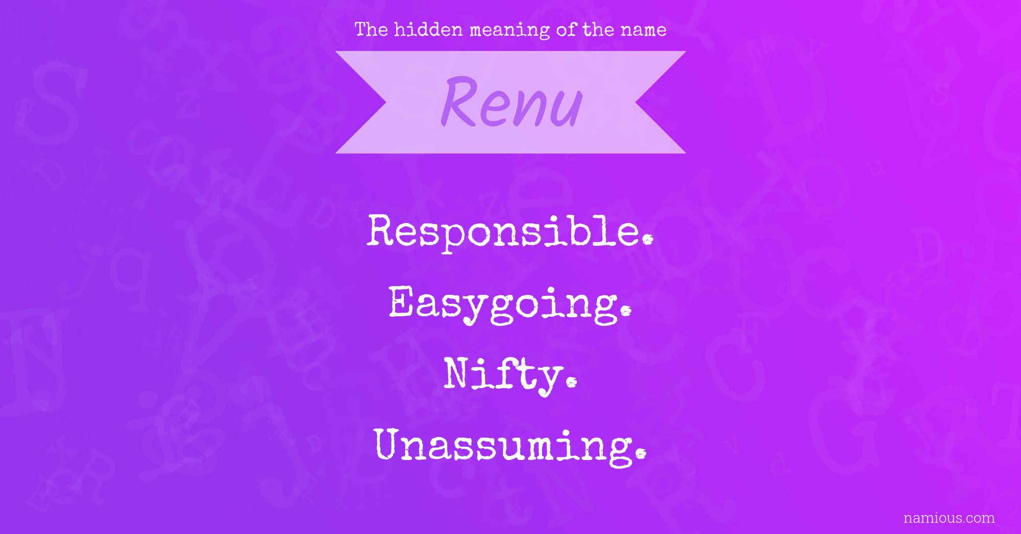 The hidden meaning of the name Renu