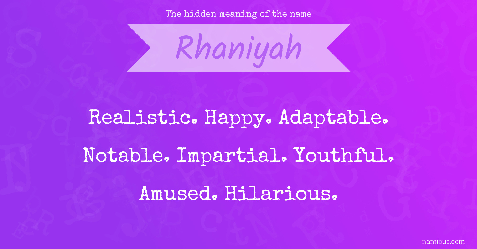 The hidden meaning of the name Rhaniyah