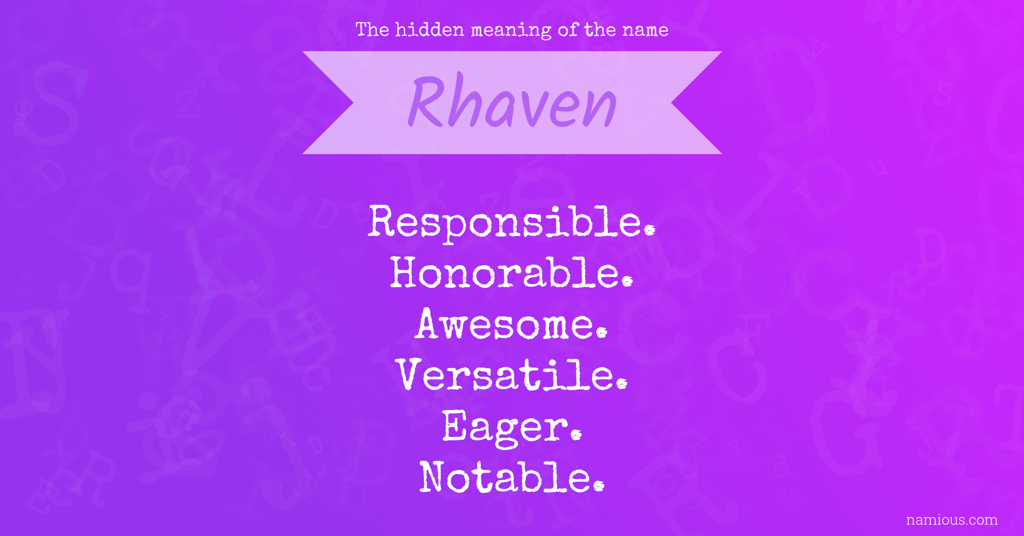 The hidden meaning of the name Rhaven