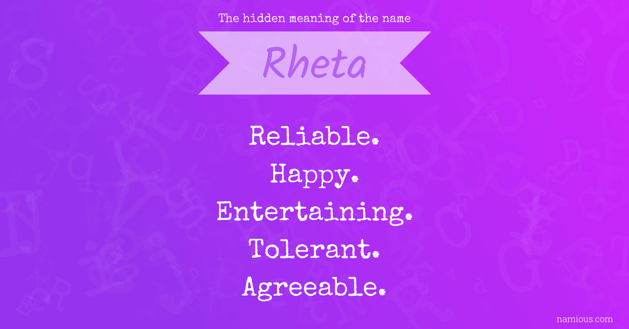 The hidden meaning of the name Rheta