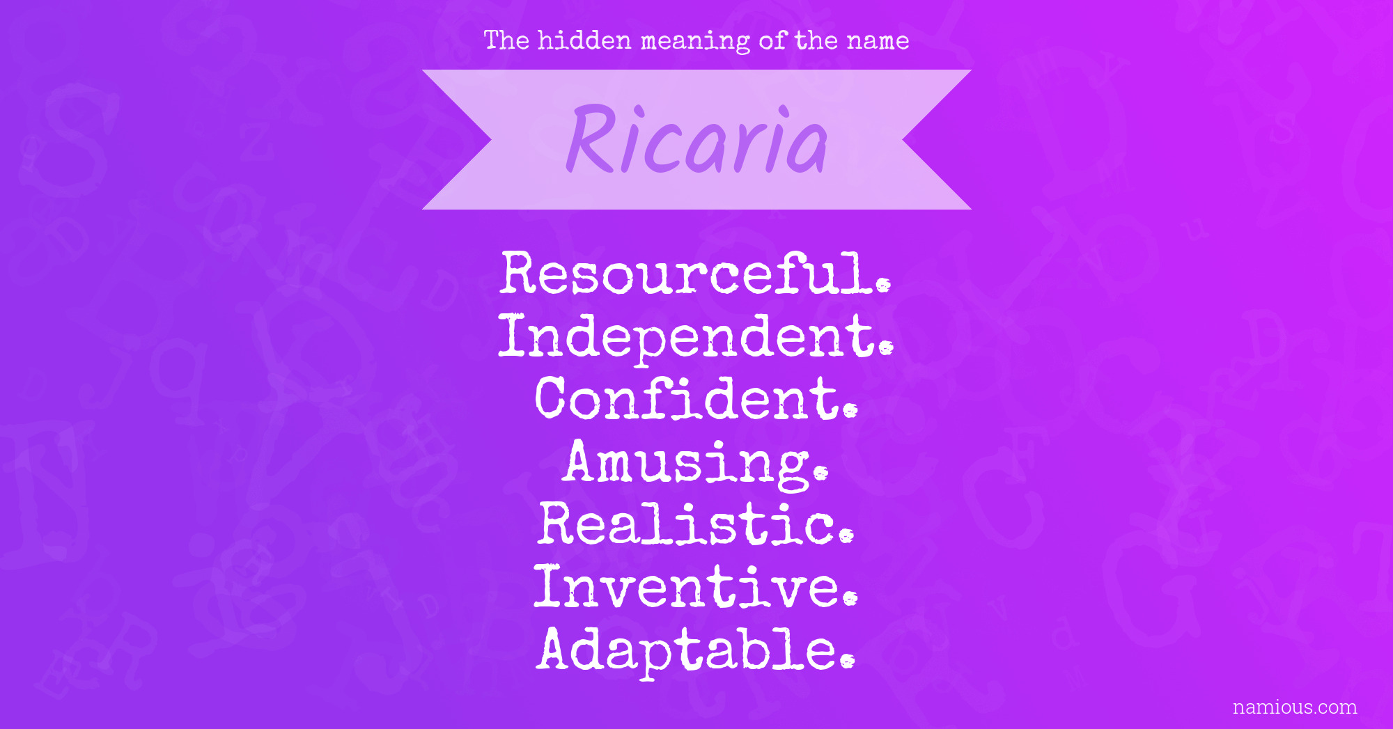 The hidden meaning of the name Ricaria