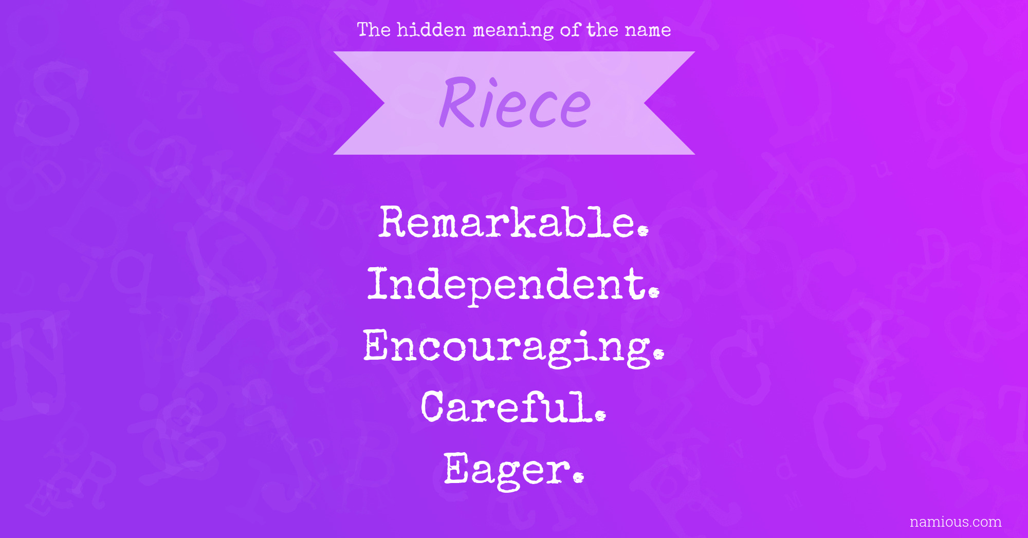 The hidden meaning of the name Riece