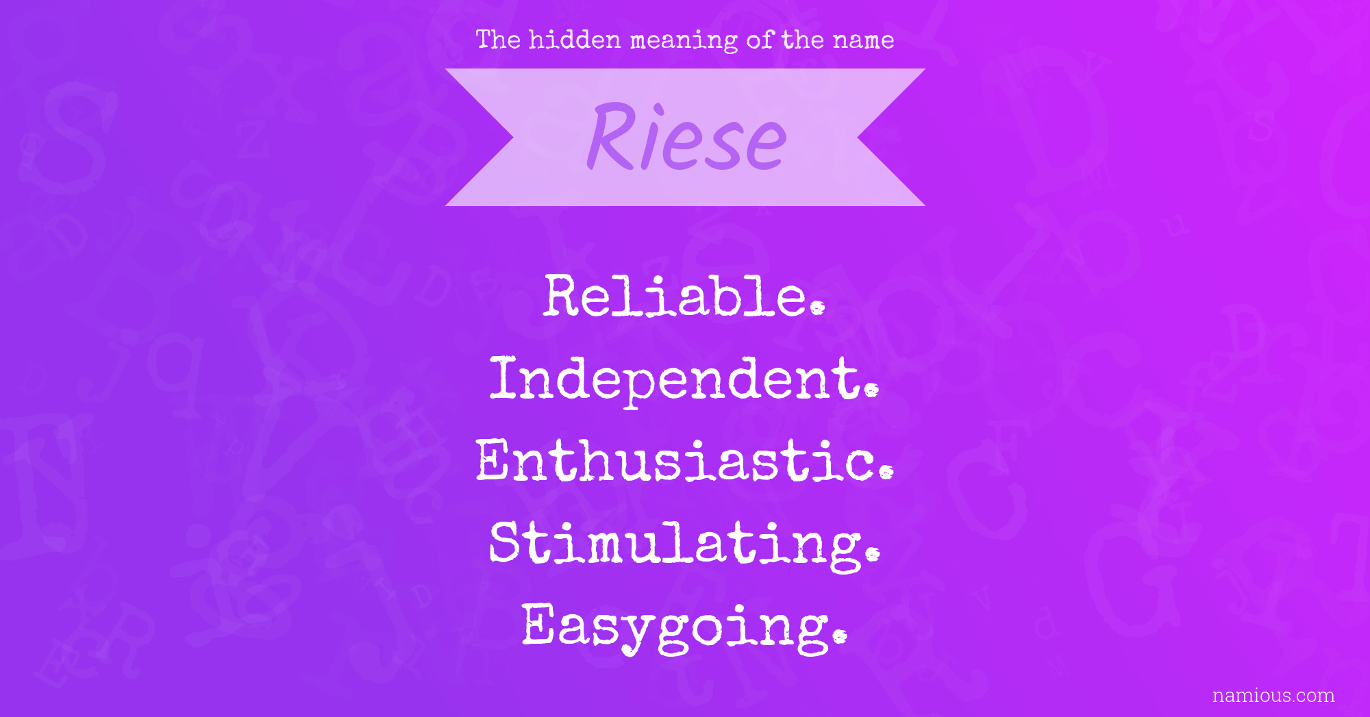 The hidden meaning of the name Riese