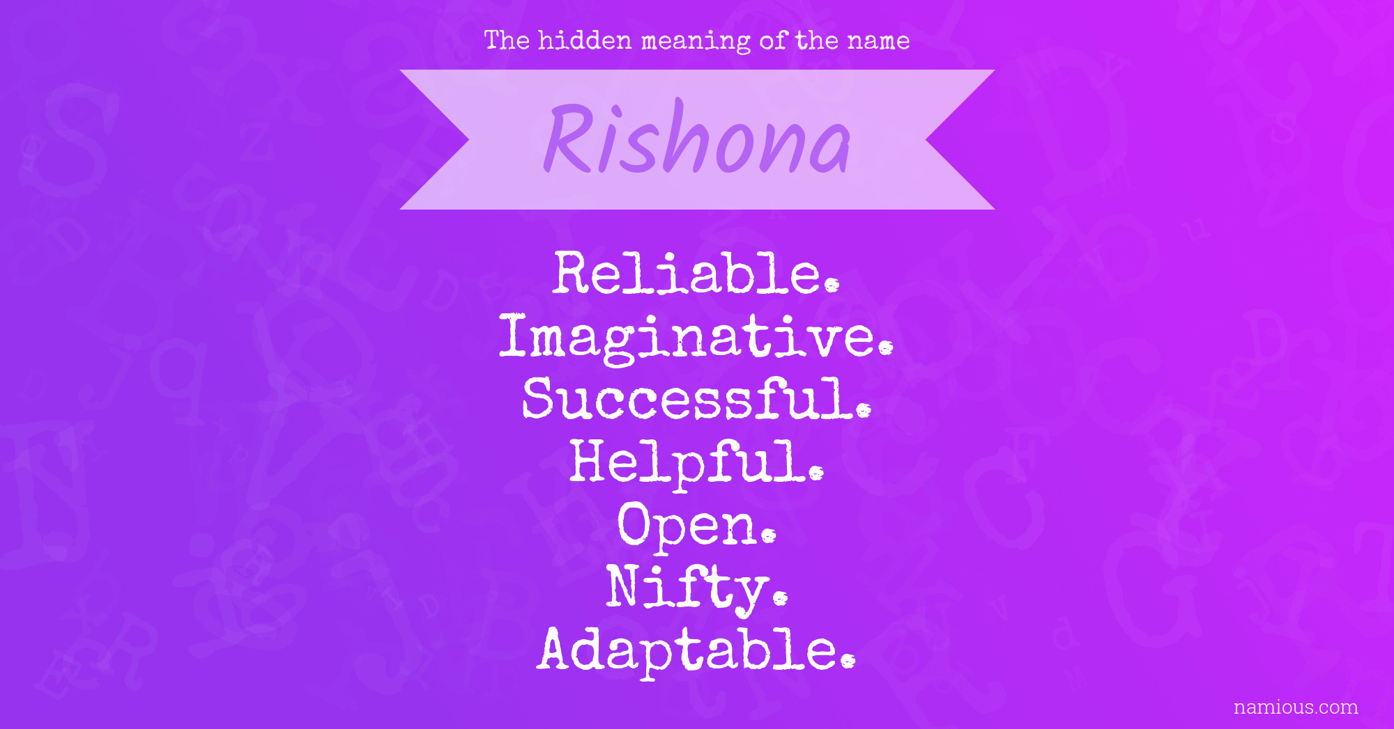 The hidden meaning of the name Rishona