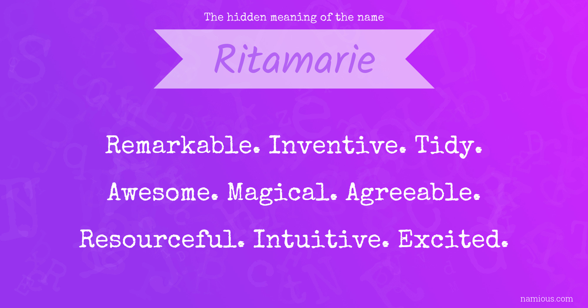 The hidden meaning of the name Ritamarie