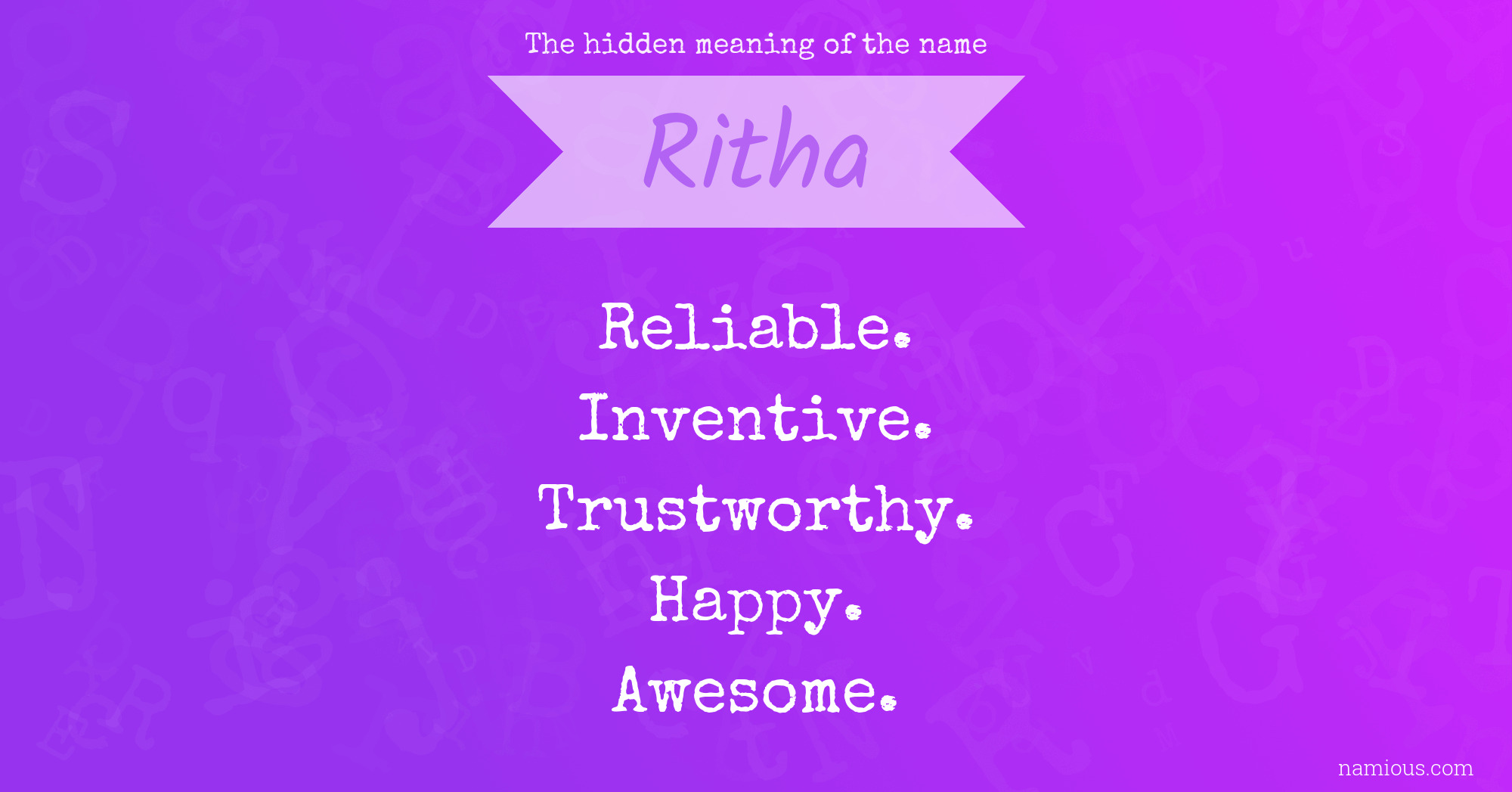 The hidden meaning of the name Ritha