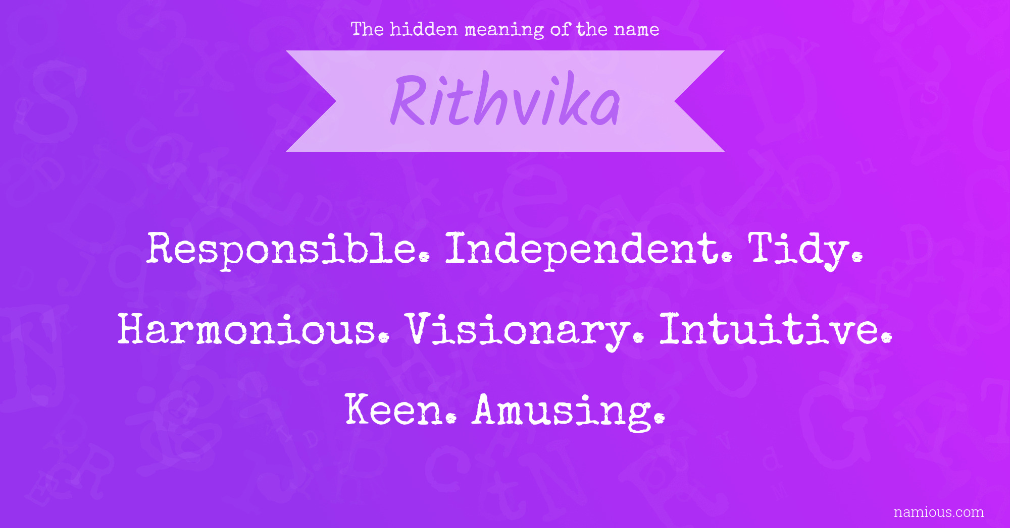 The hidden meaning of the name Rithvika