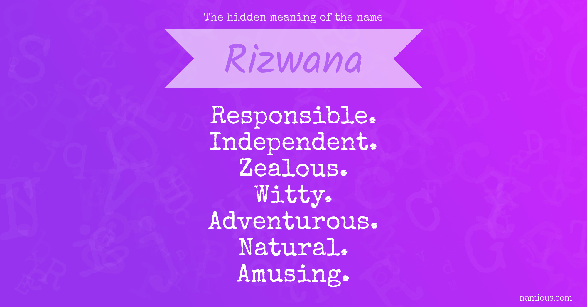 The hidden meaning of the name Rizwana