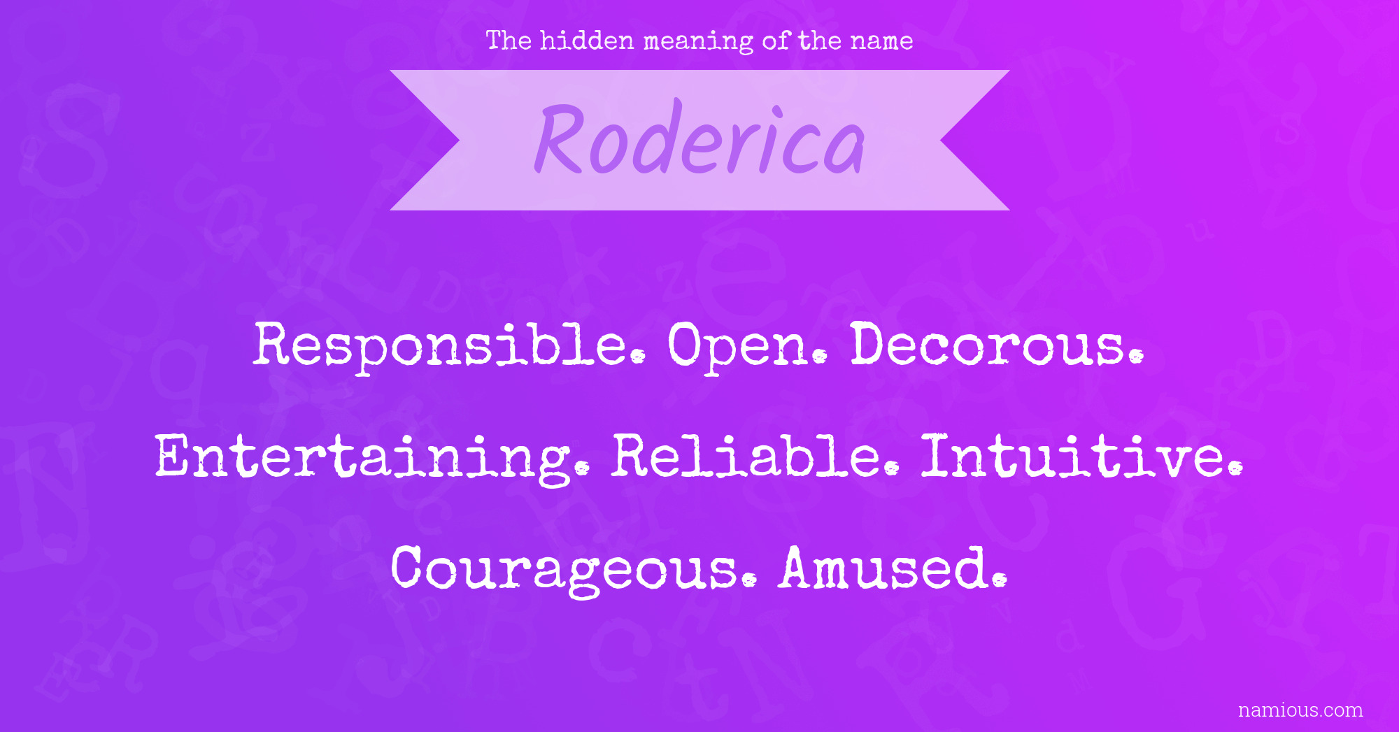 The hidden meaning of the name Roderica