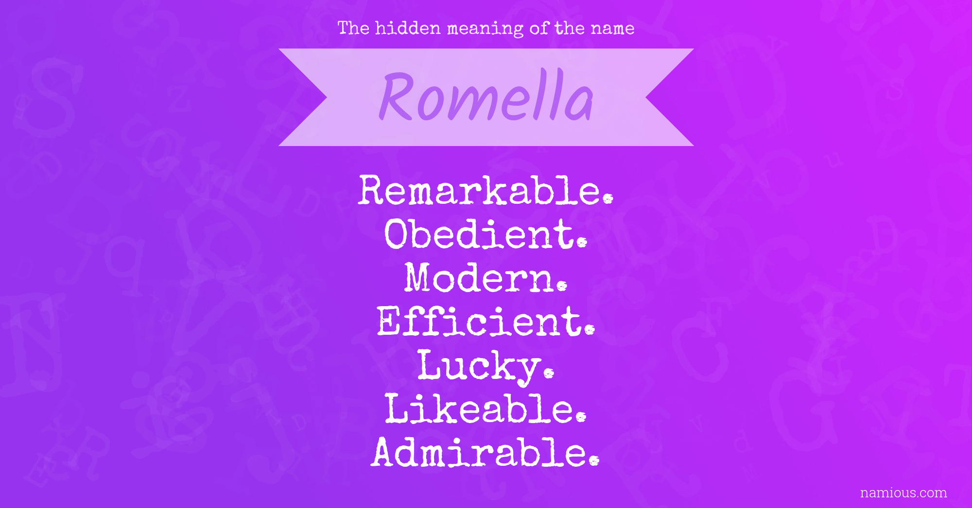 The hidden meaning of the name Romella