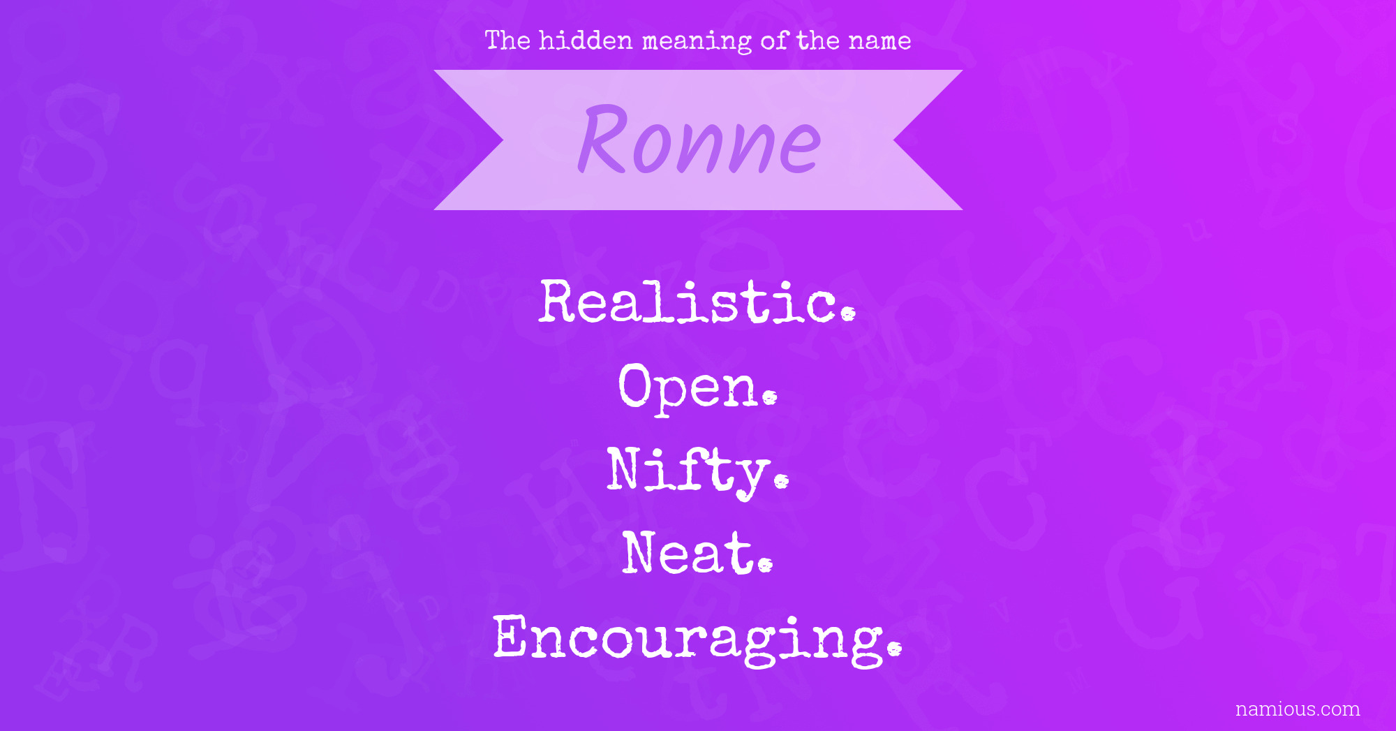 The hidden meaning of the name Ronne