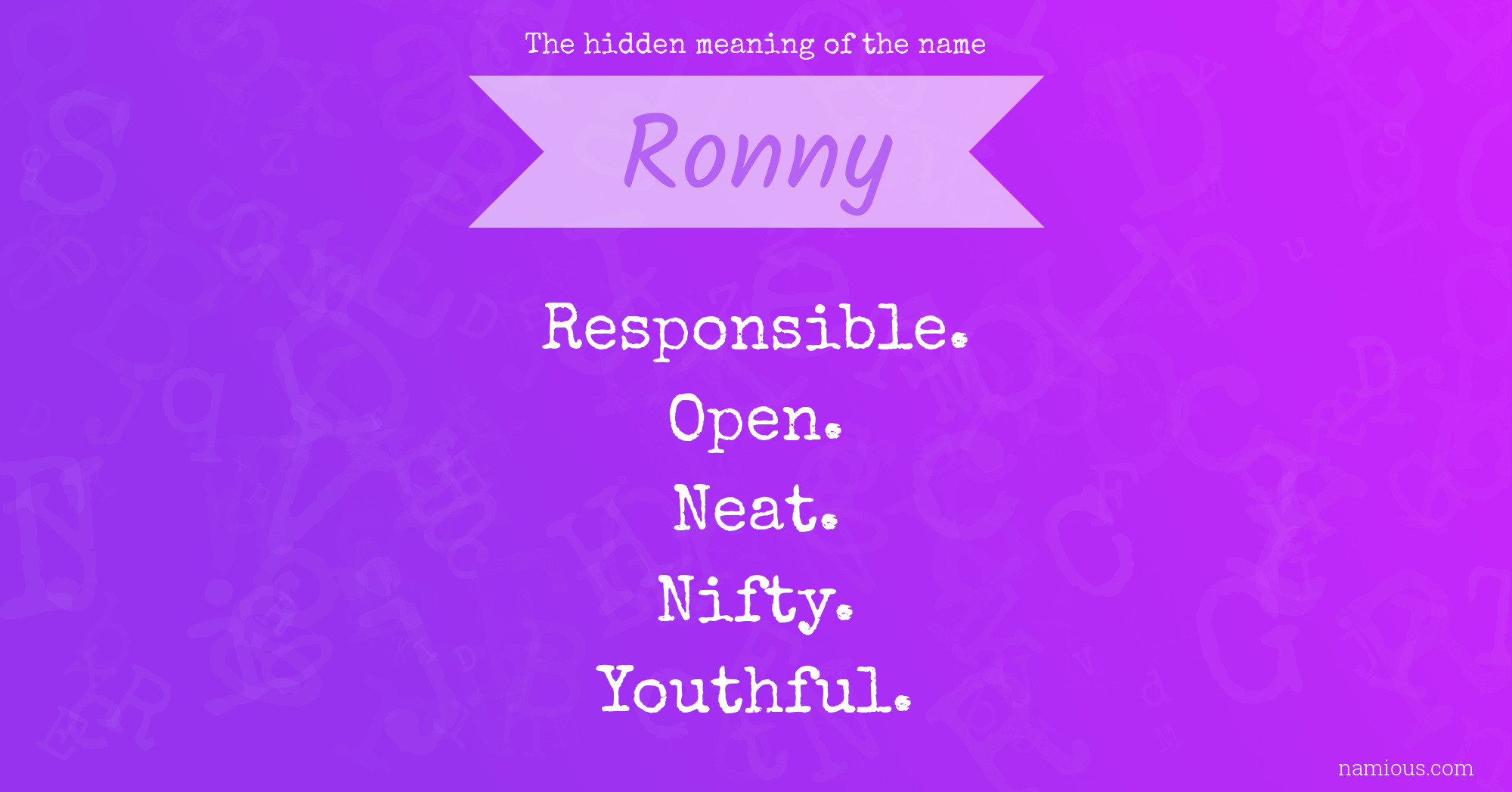 The hidden meaning of the name Ronny