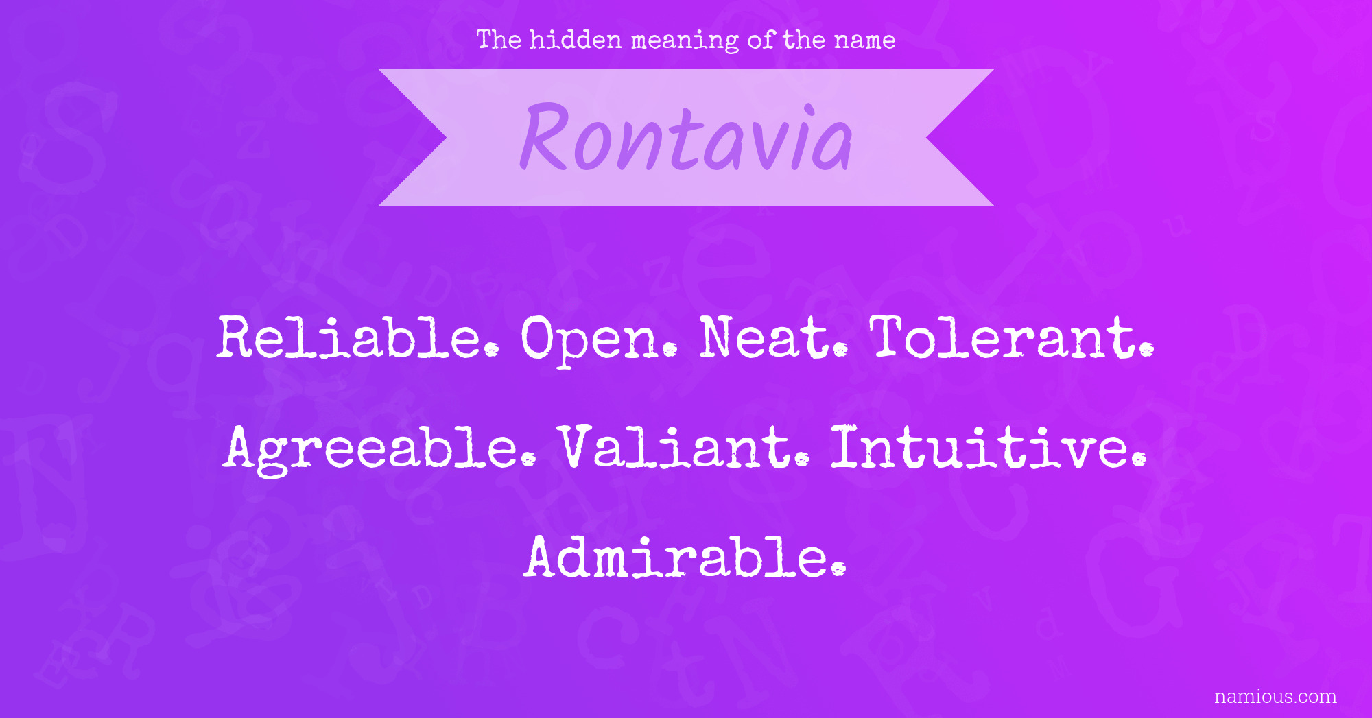 The hidden meaning of the name Rontavia