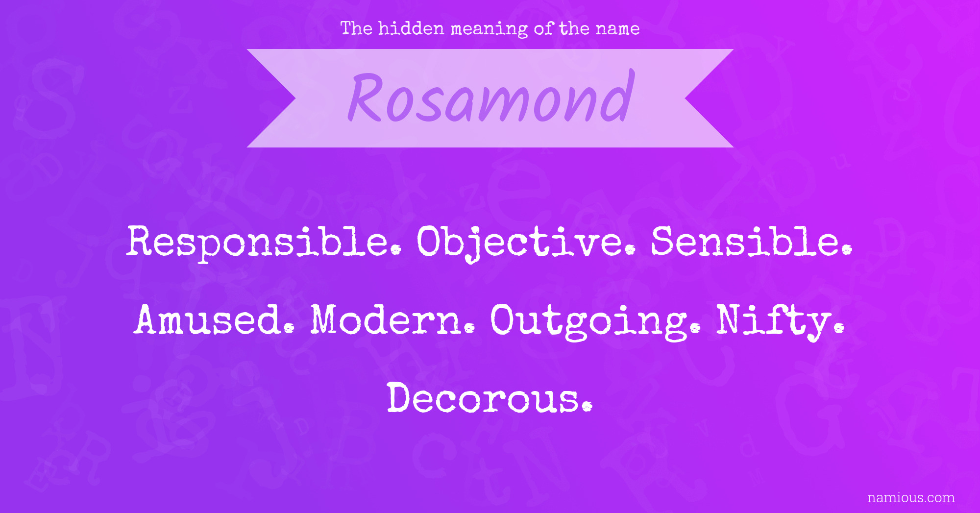 The hidden meaning of the name Rosamond