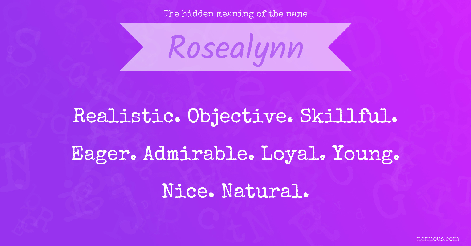 The hidden meaning of the name Rosealynn