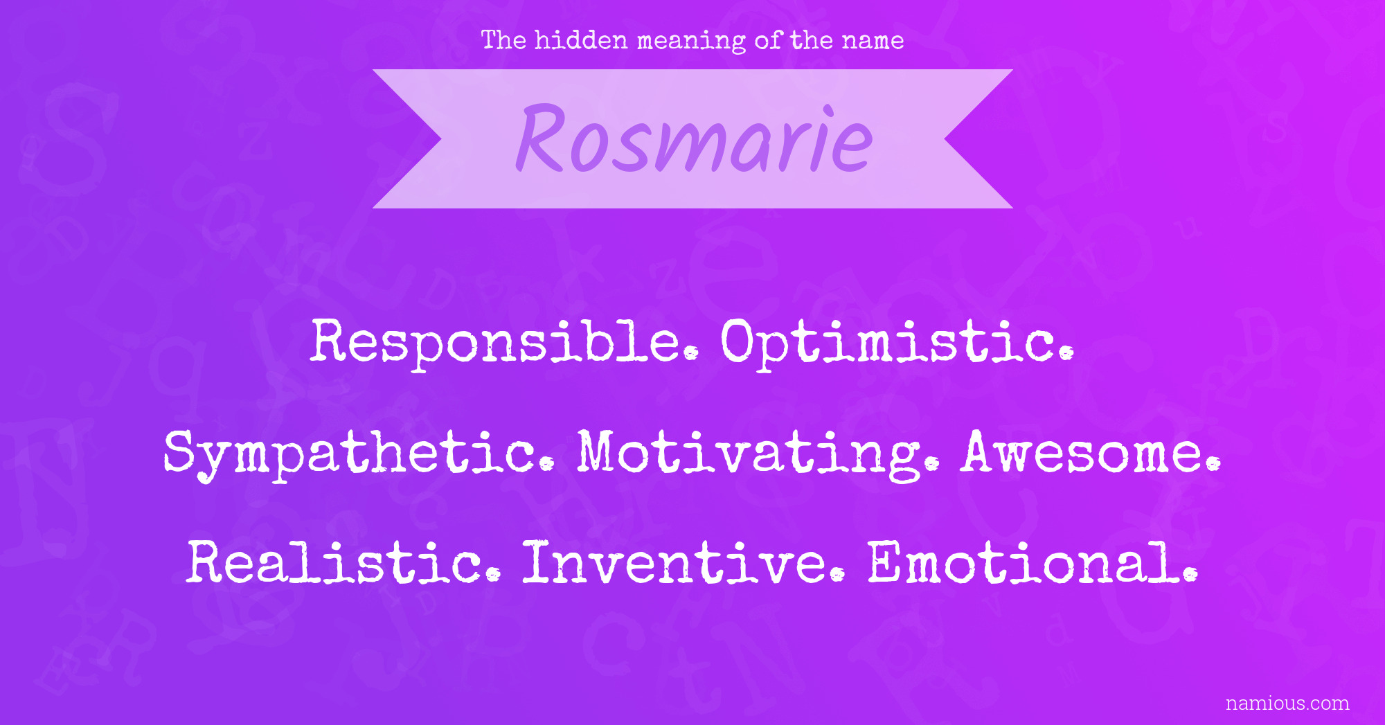 The hidden meaning of the name Rosmarie