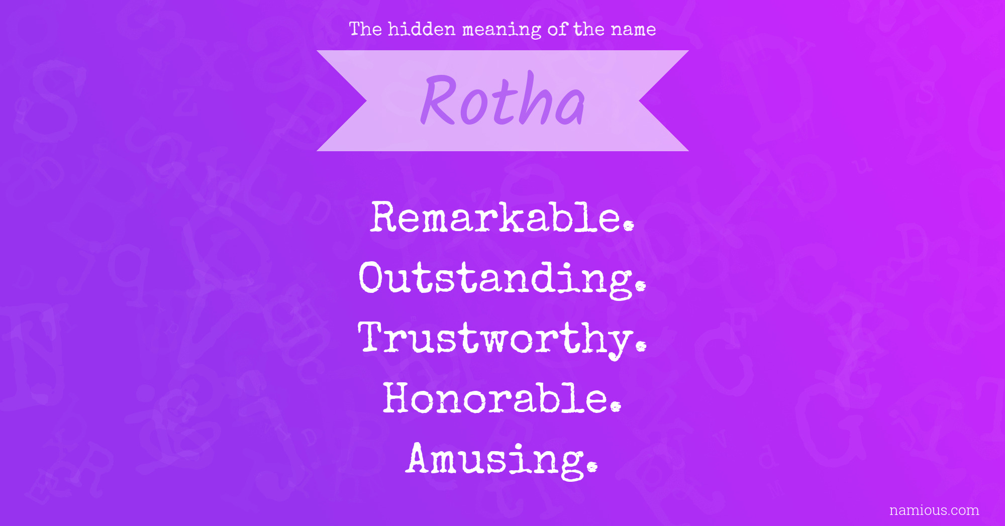 The hidden meaning of the name Rotha