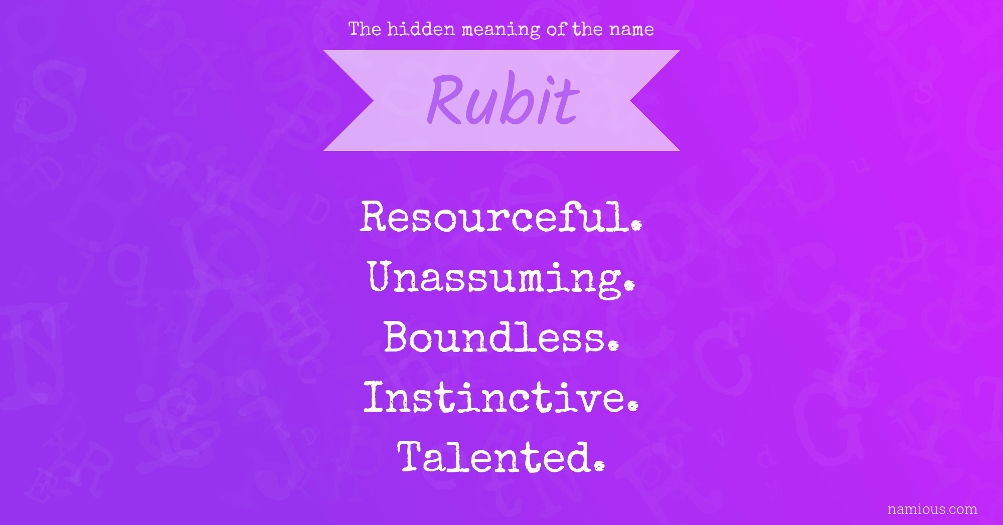 The hidden meaning of the name Rubit