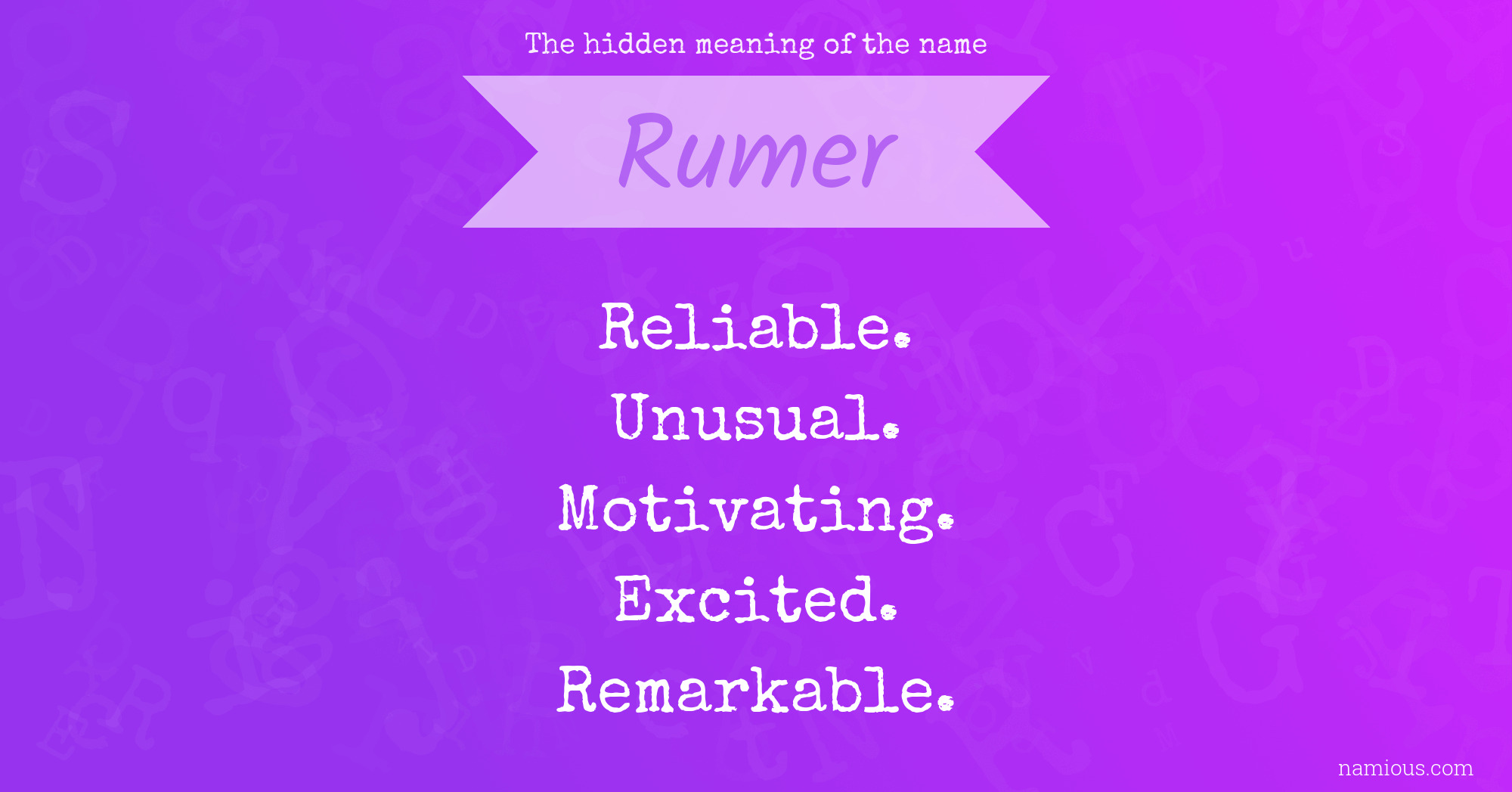 The hidden meaning of the name Rumer