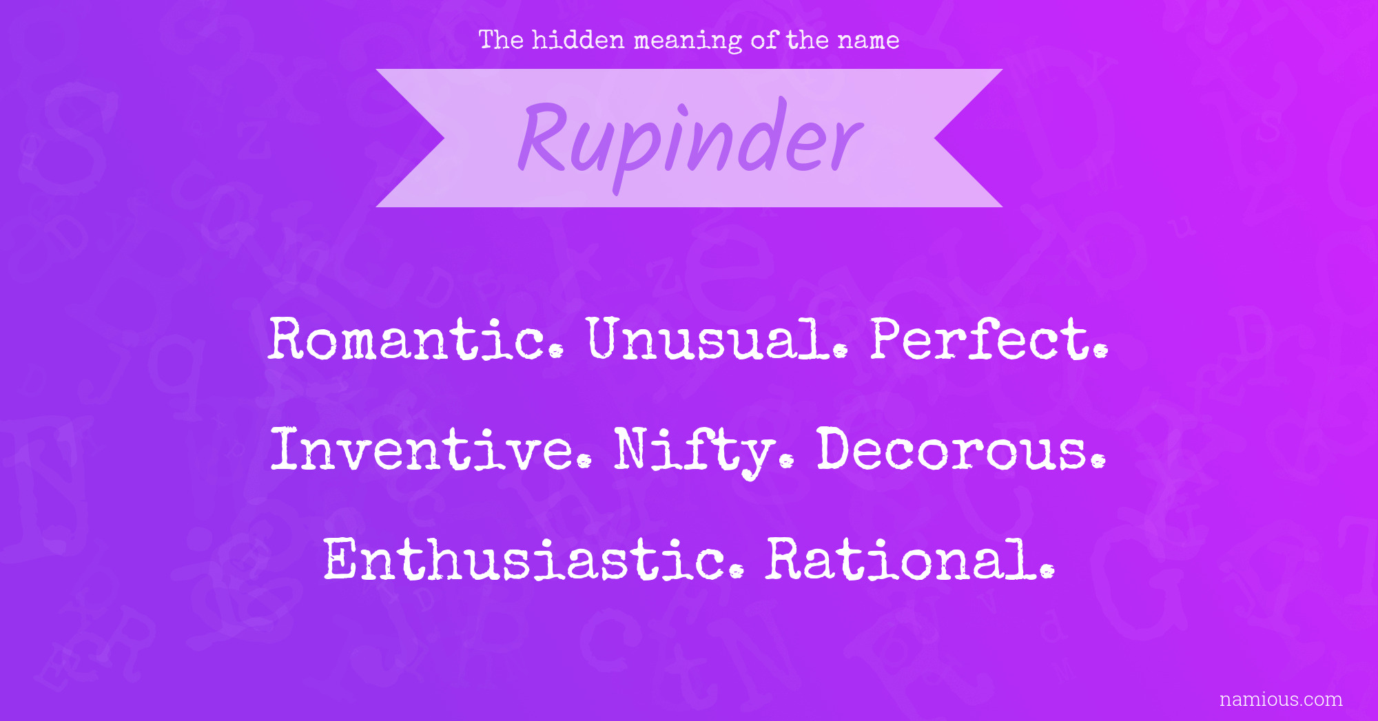 The hidden meaning of the name Rupinder