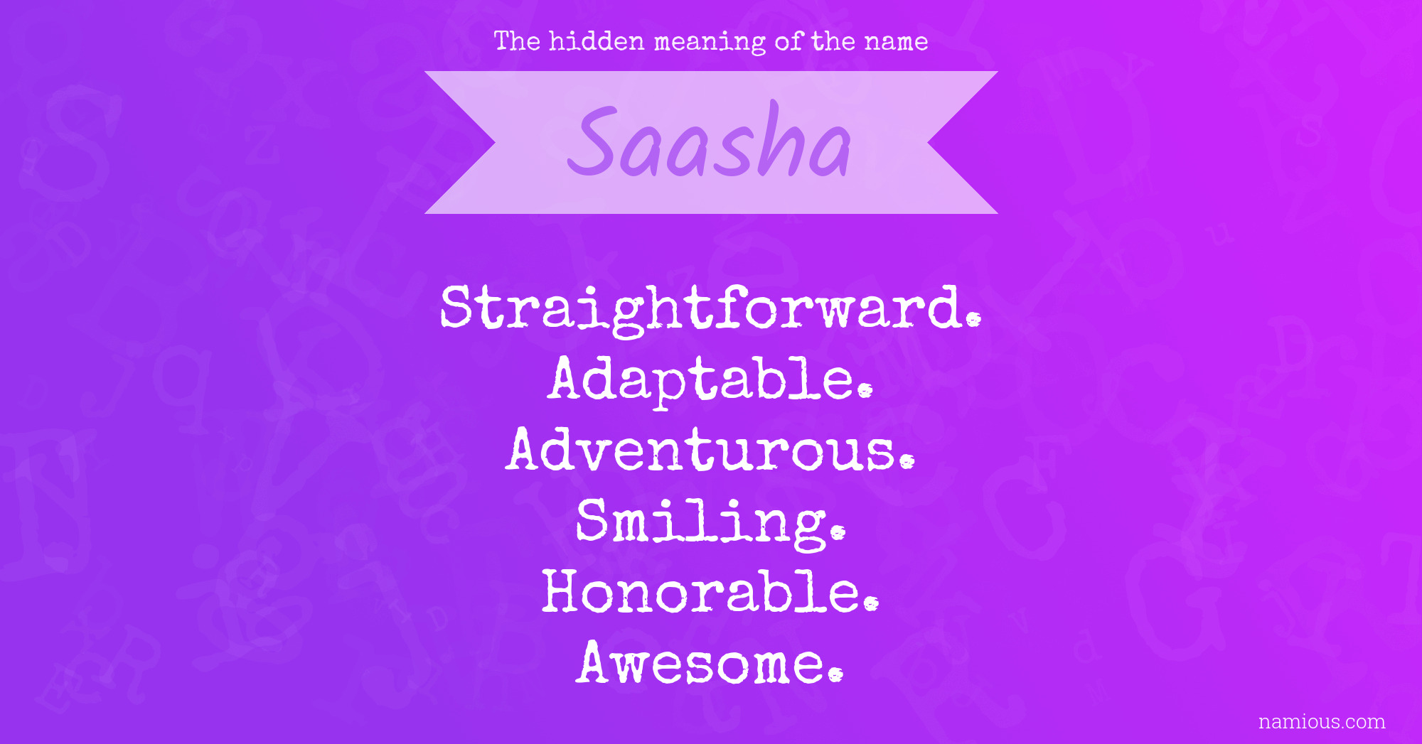 The hidden meaning of the name Saasha