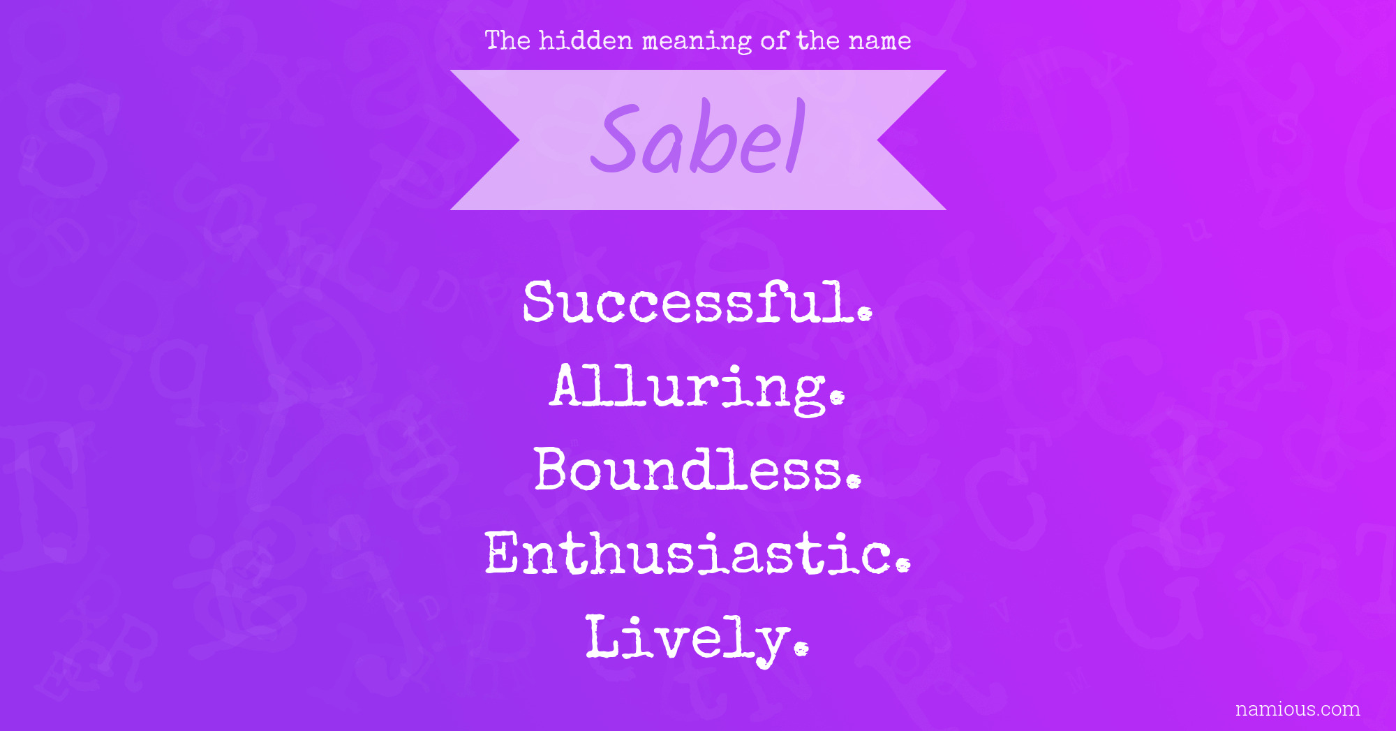 The hidden meaning of the name Sabel