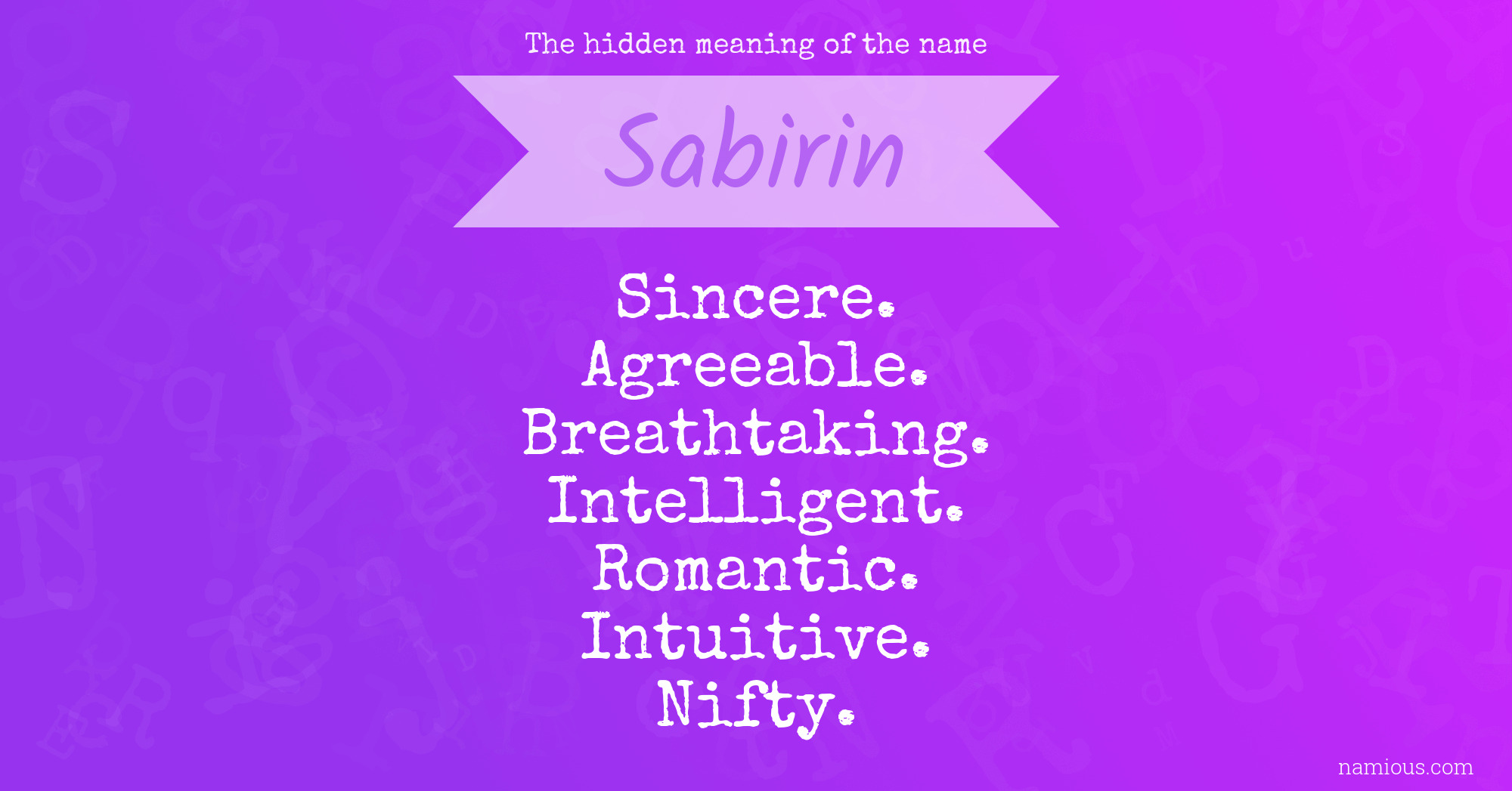 The hidden meaning of the name Sabirin