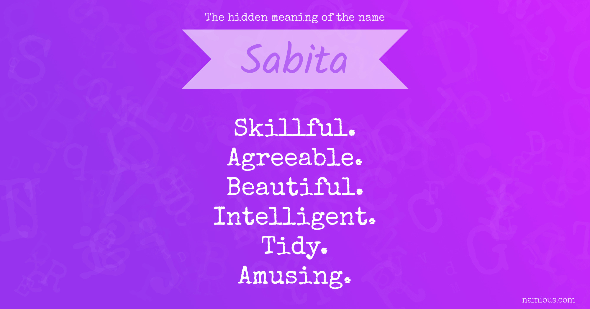 The hidden meaning of the name Sabita