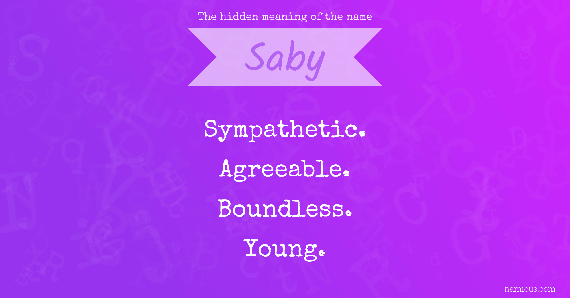 The hidden meaning of the name Saby