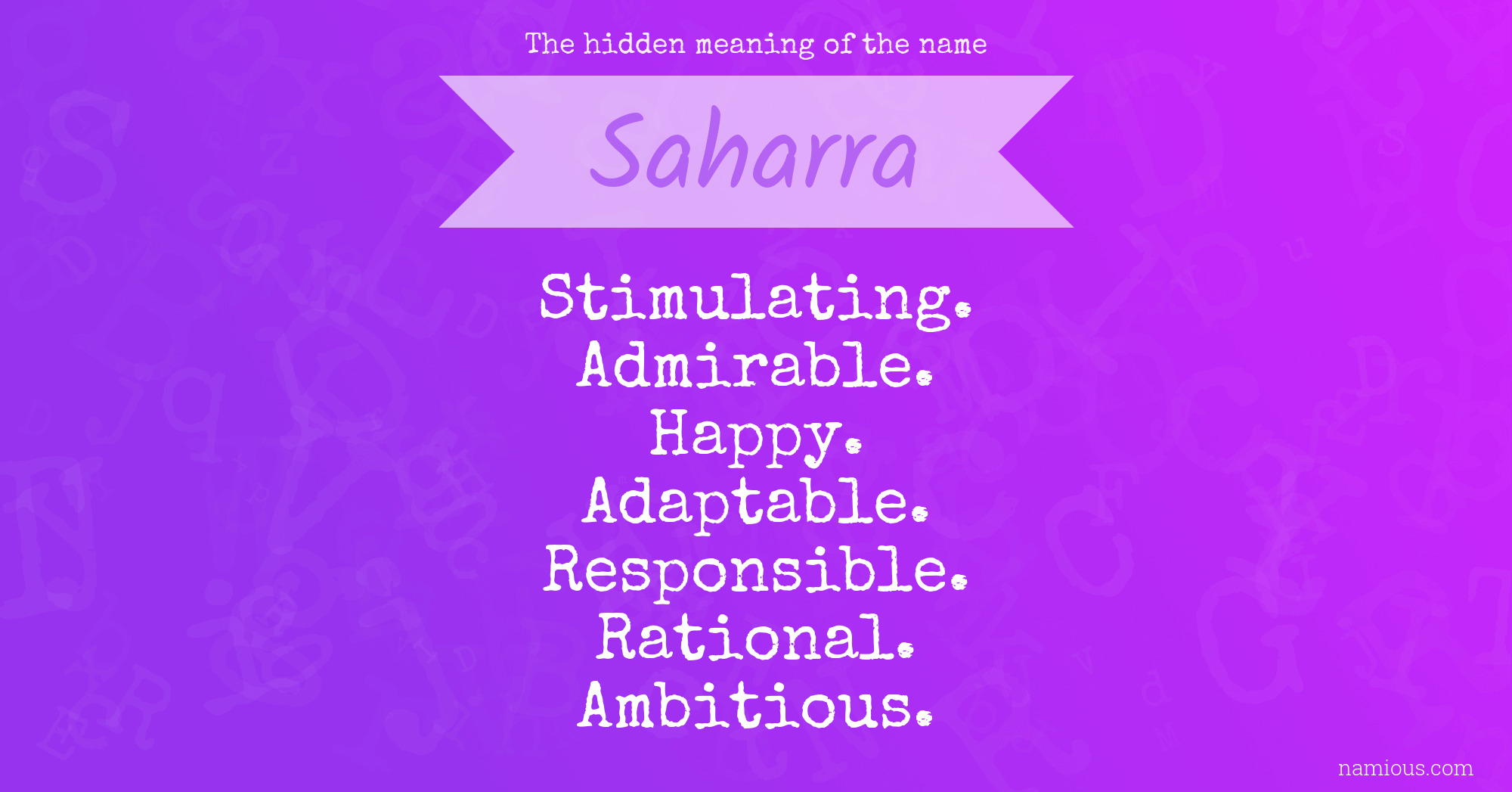 The hidden meaning of the name Saharra