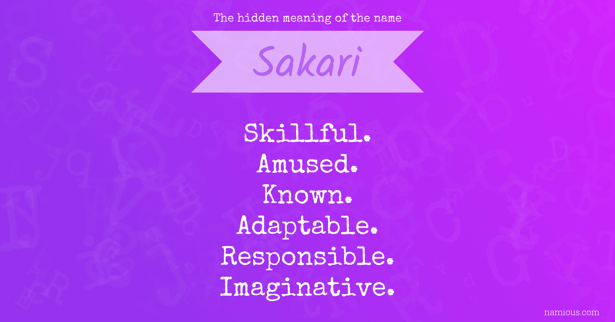 The hidden meaning of the name Sakari