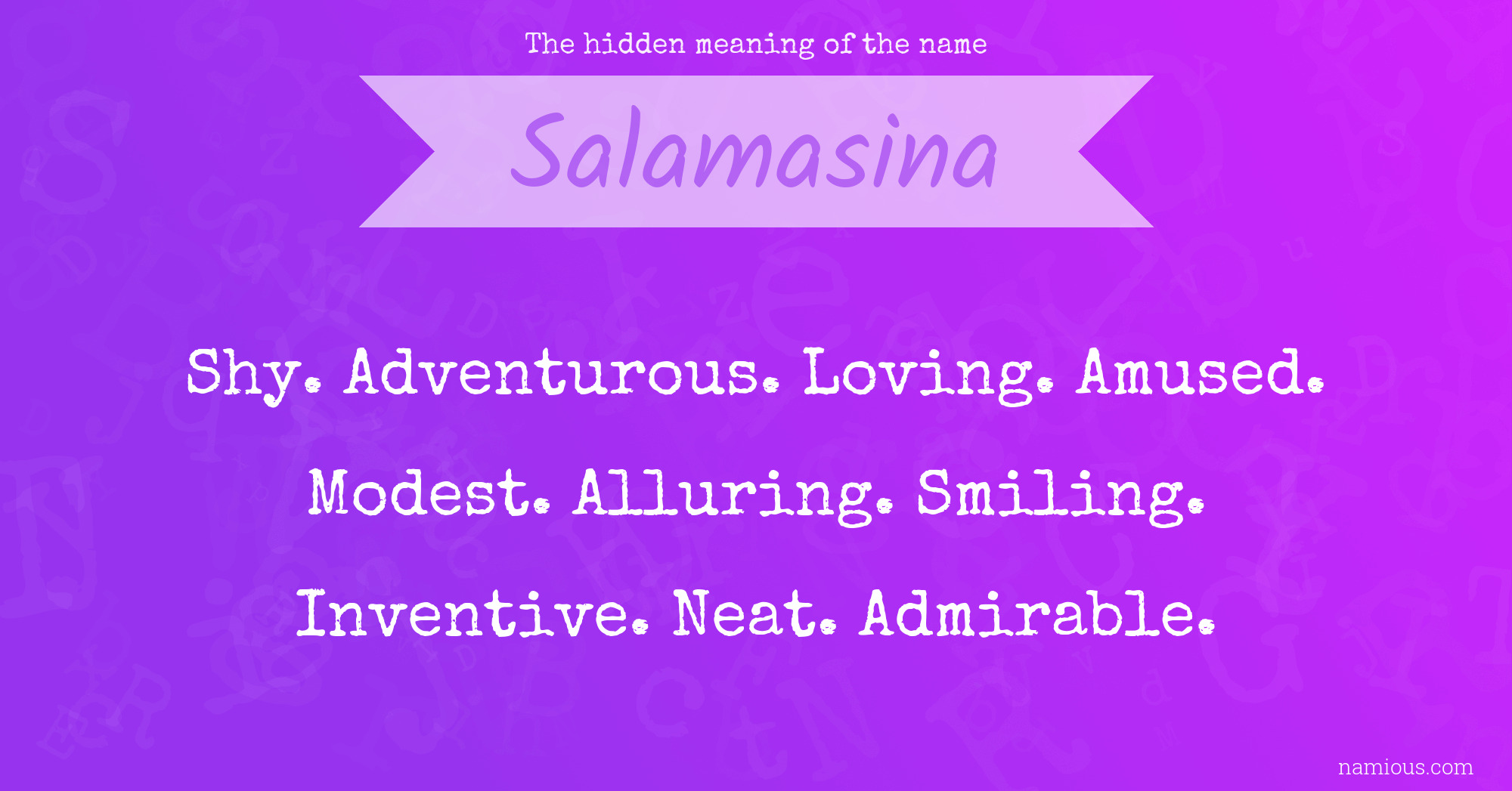 The hidden meaning of the name Salamasina