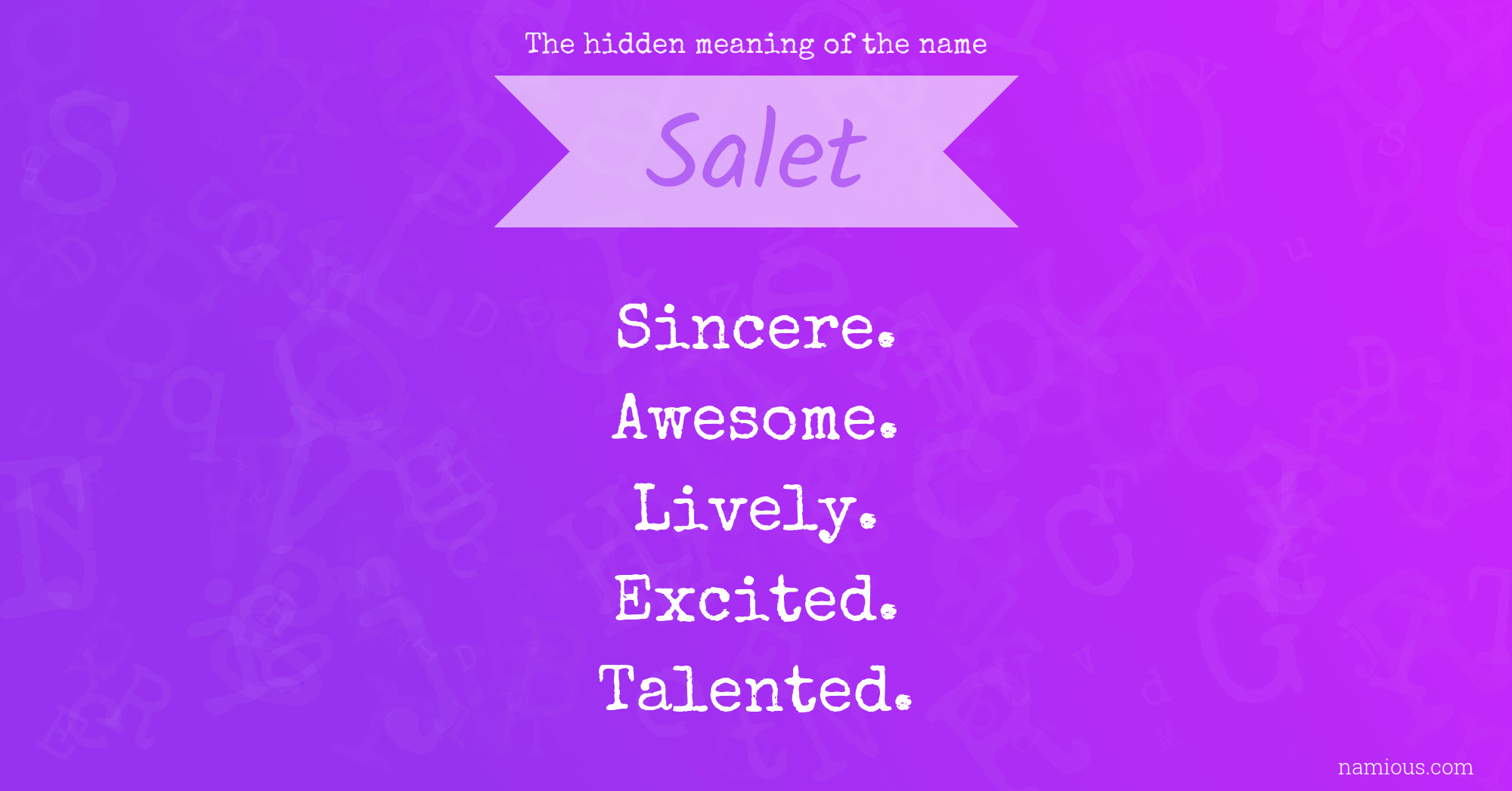 The hidden meaning of the name Salet