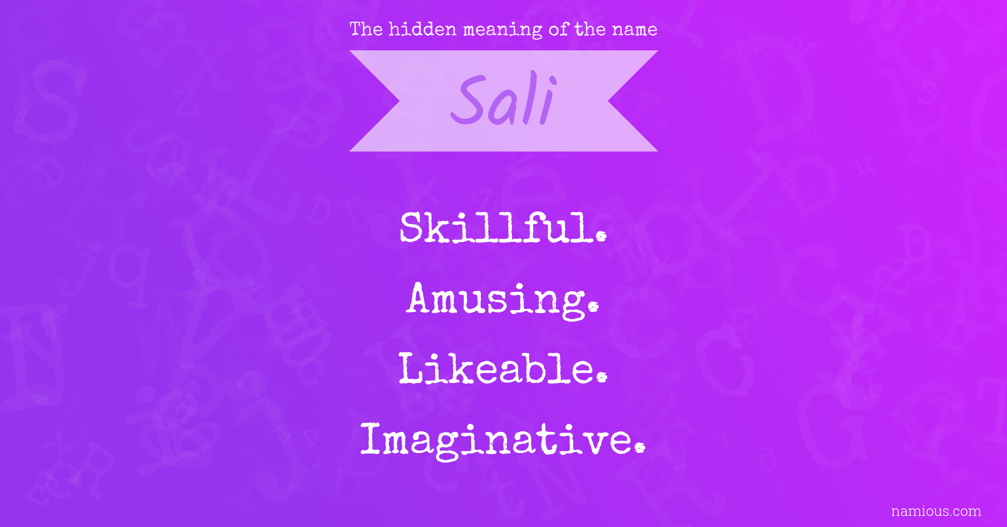 The hidden meaning of the name Sali