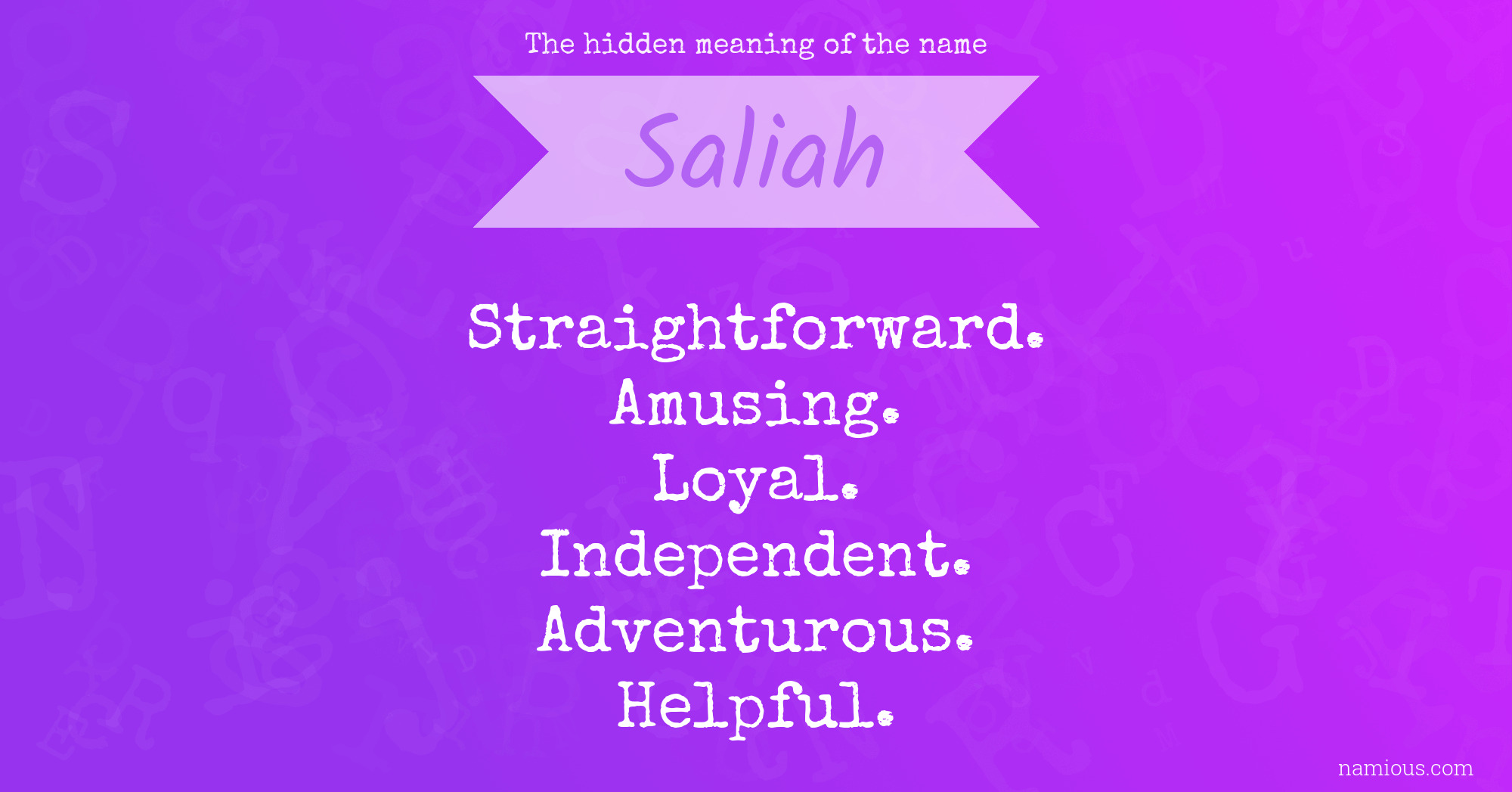 The hidden meaning of the name Saliah