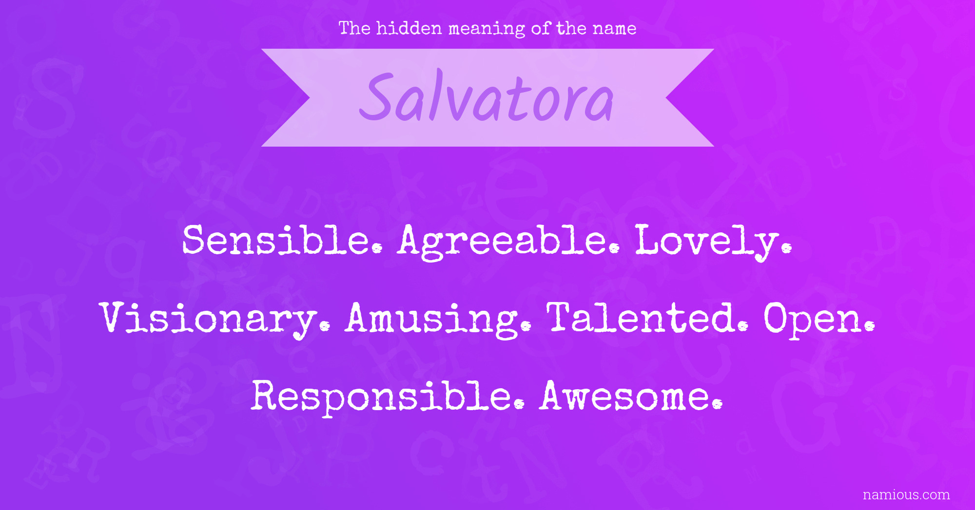 The hidden meaning of the name Salvatora