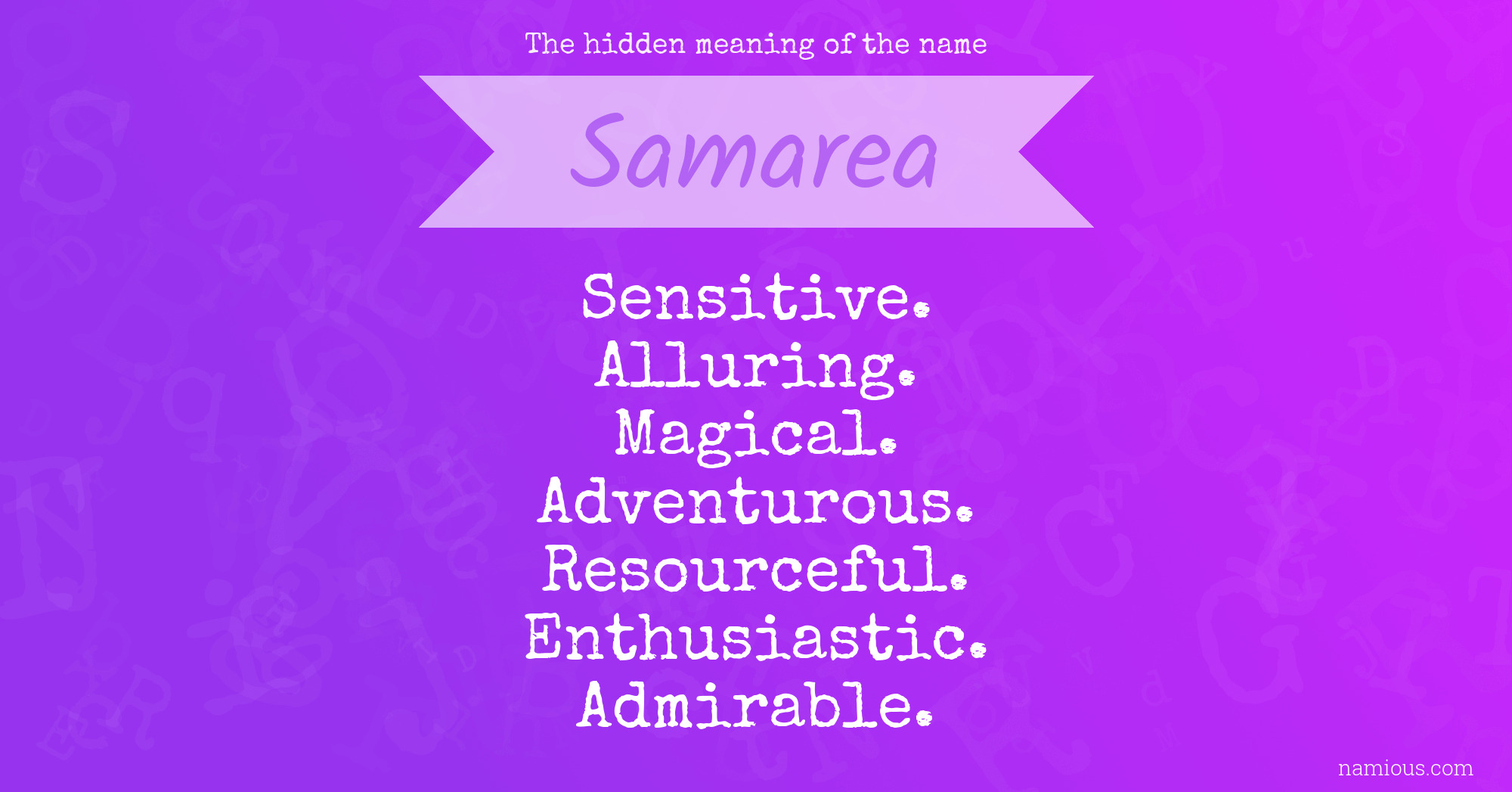 The hidden meaning of the name Samarea