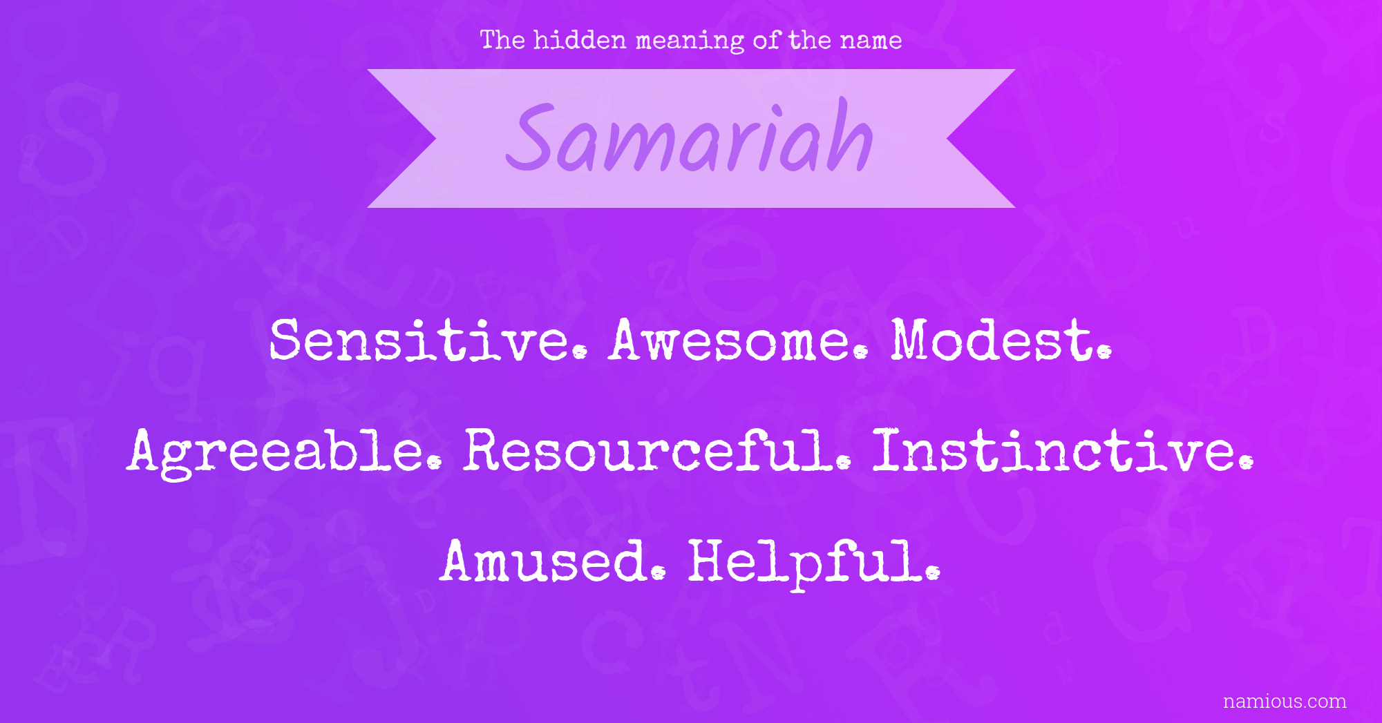 The hidden meaning of the name Samariah